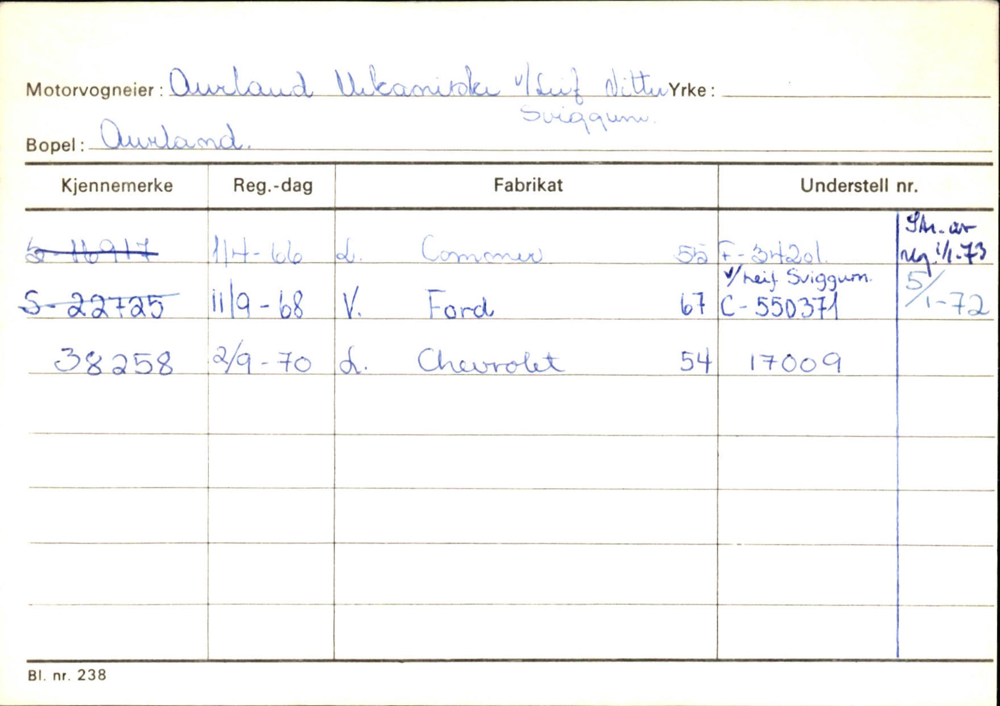 Statens vegvesen, Sogn og Fjordane vegkontor, SAB/A-5301/4/F/L0125: Eigarregister Sogndal V-Å. Aurland A-Å. Fjaler A-N, 1945-1975, s. 395