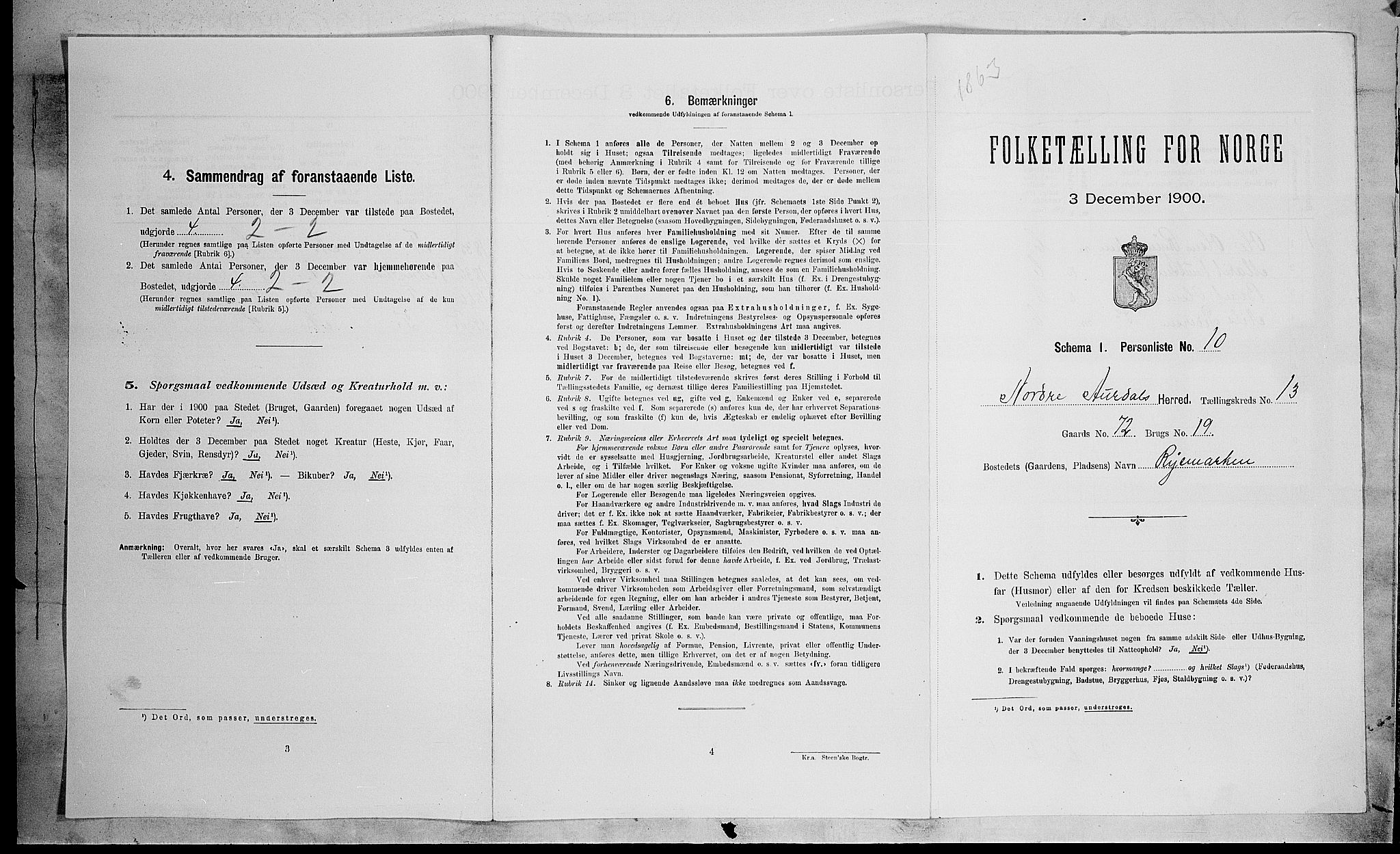 SAH, Folketelling 1900 for 0542 Nord-Aurdal herred, 1900, s. 1332