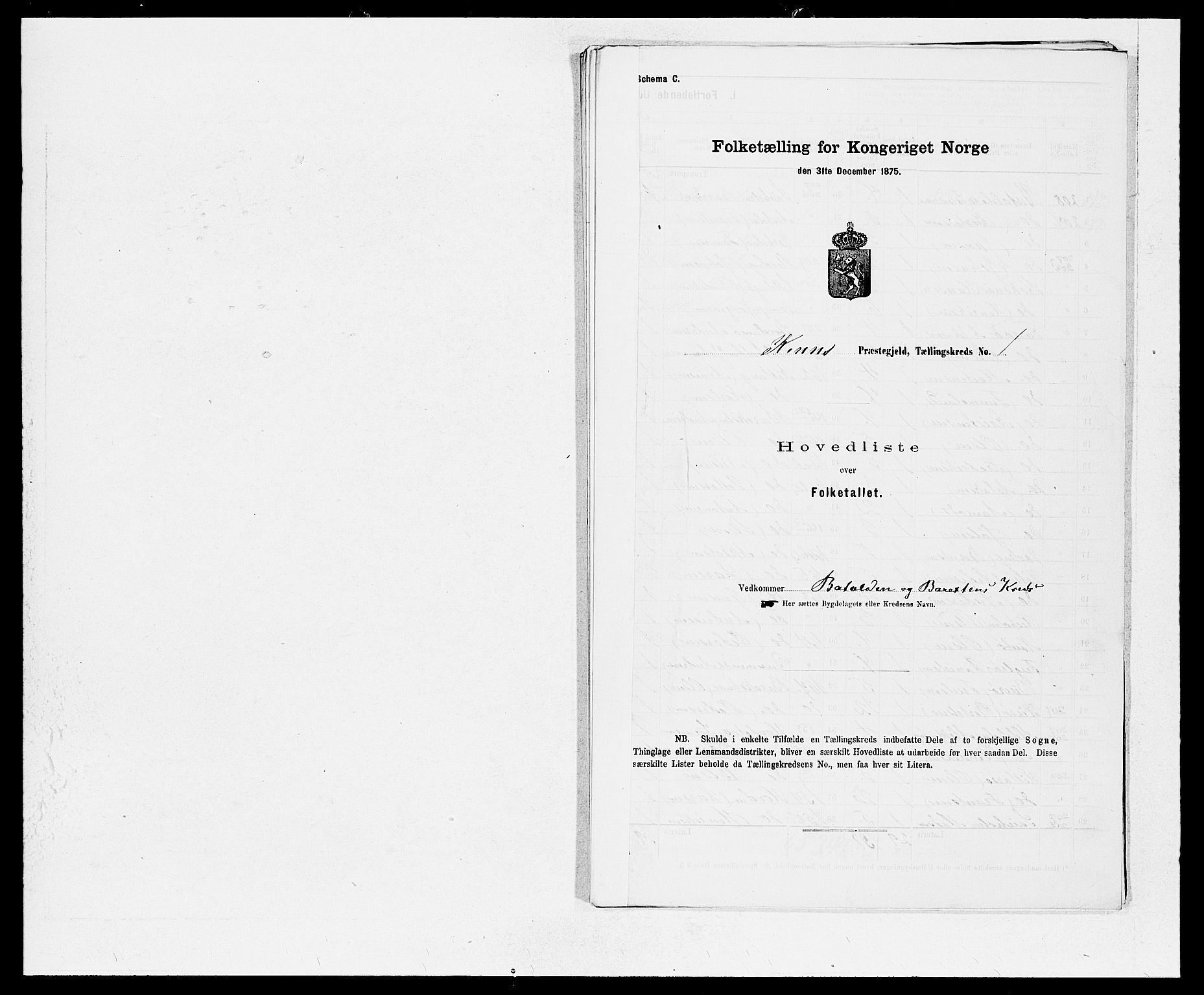 SAB, Folketelling 1875 for 1437L Kinn prestegjeld, Kinn sokn og Svanøy sokn, 1875, s. 2