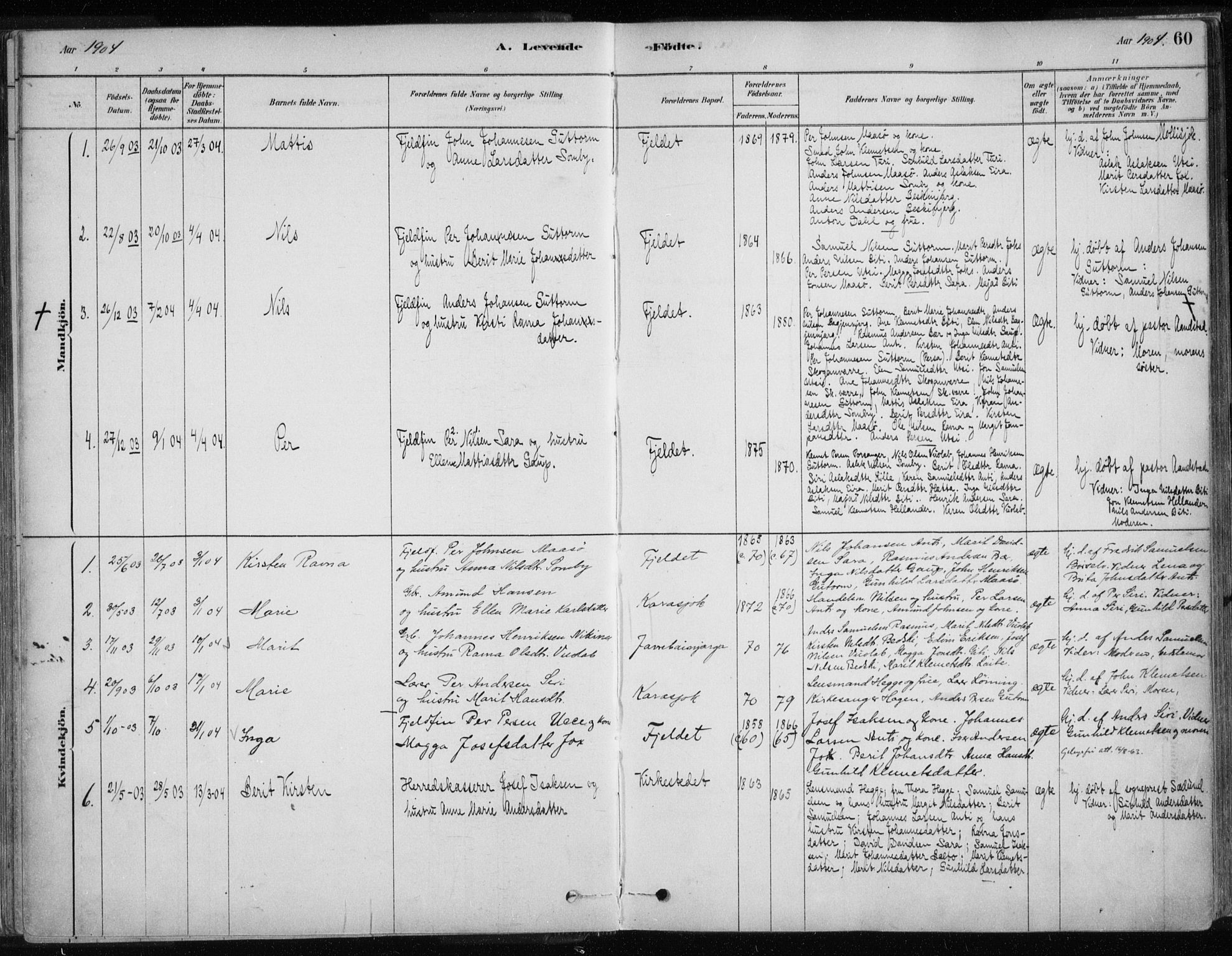 Karasjok sokneprestkontor, AV/SATØ-S-1352/H/Ha/L0002kirke: Ministerialbok nr. 2, 1885-1906, s. 60