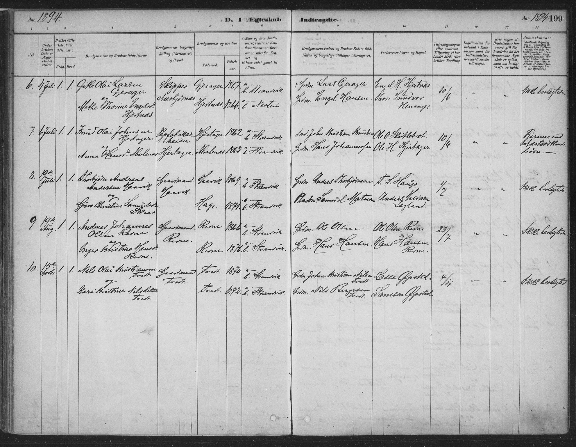 Fusa sokneprestembete, AV/SAB-A-75401/H/Haa: Ministerialbok nr. D 1, 1880-1938, s. 199