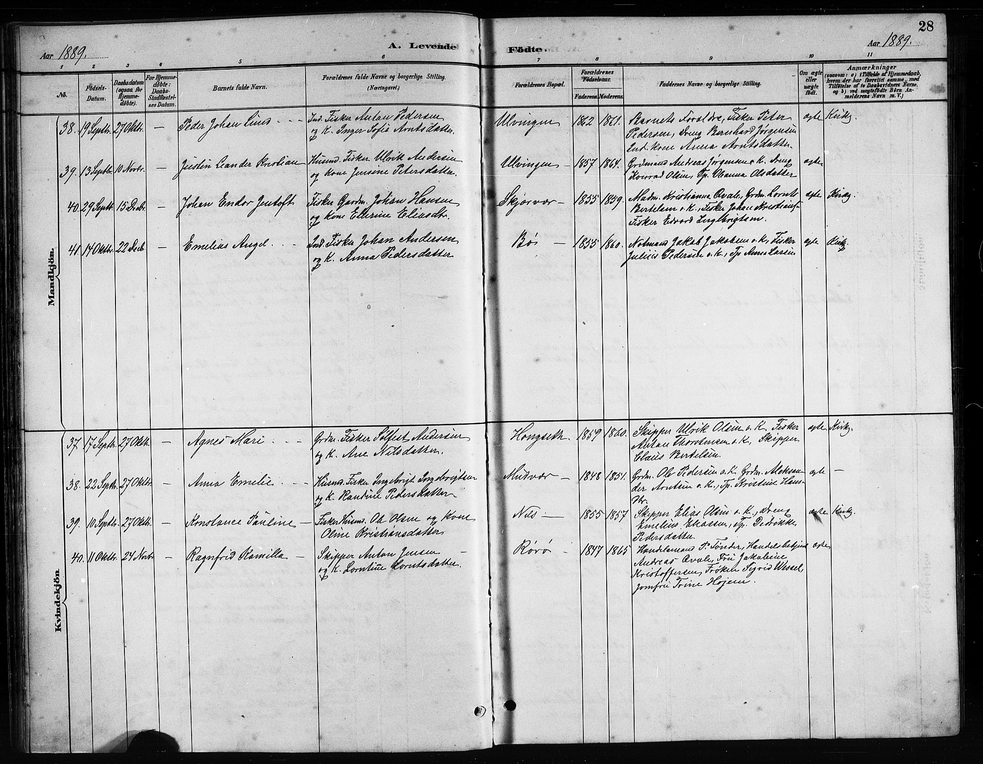 Ministerialprotokoller, klokkerbøker og fødselsregistre - Nordland, AV/SAT-A-1459/816/L0253: Klokkerbok nr. 816C03, 1886-1905, s. 28