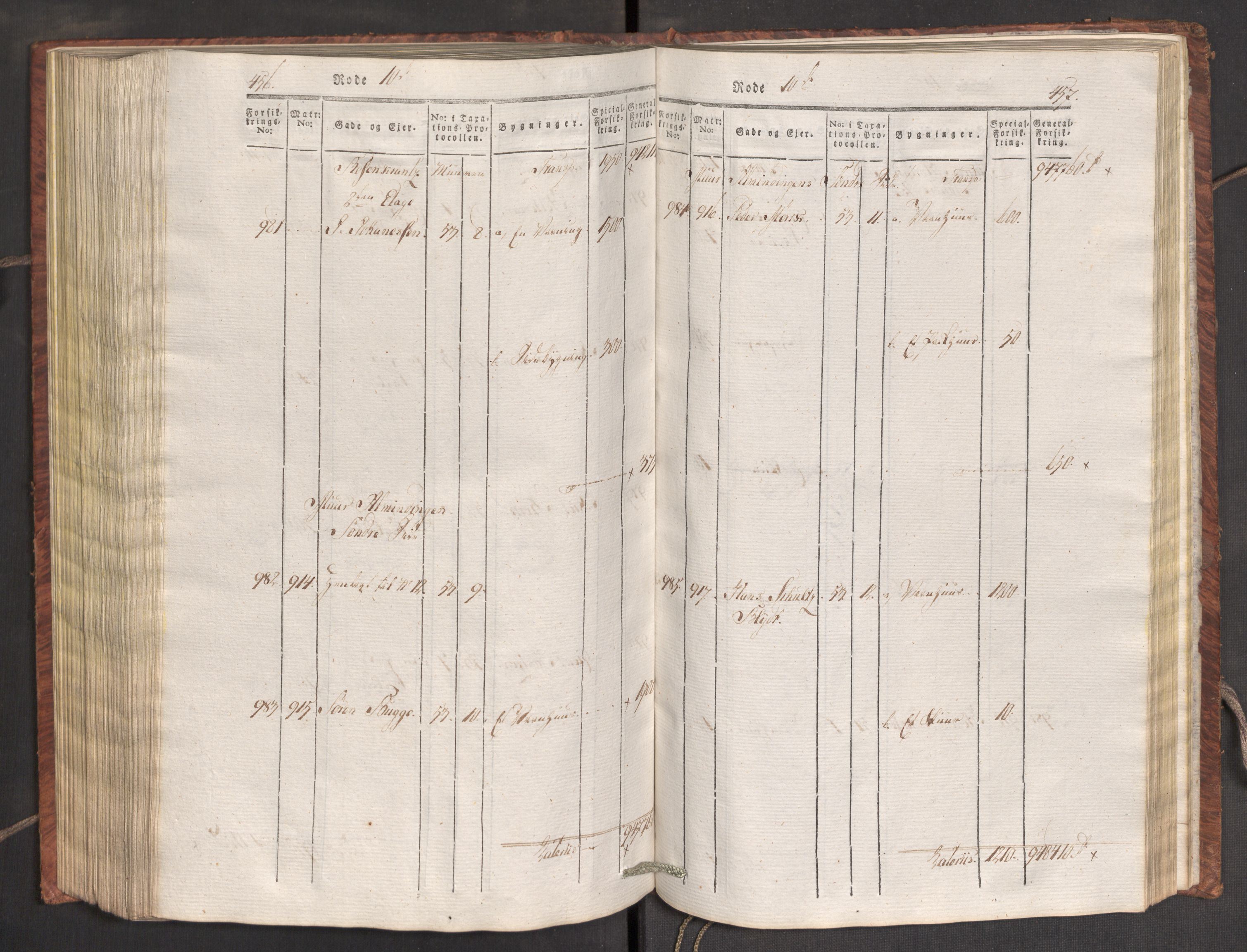 Kommersekollegiet, Brannforsikringskontoret 1767-1814, AV/RA-EA-5458/F/Fa/L0007/0001: Bergen / Branntakstprotokoll, 1807-1817, s. 456-457