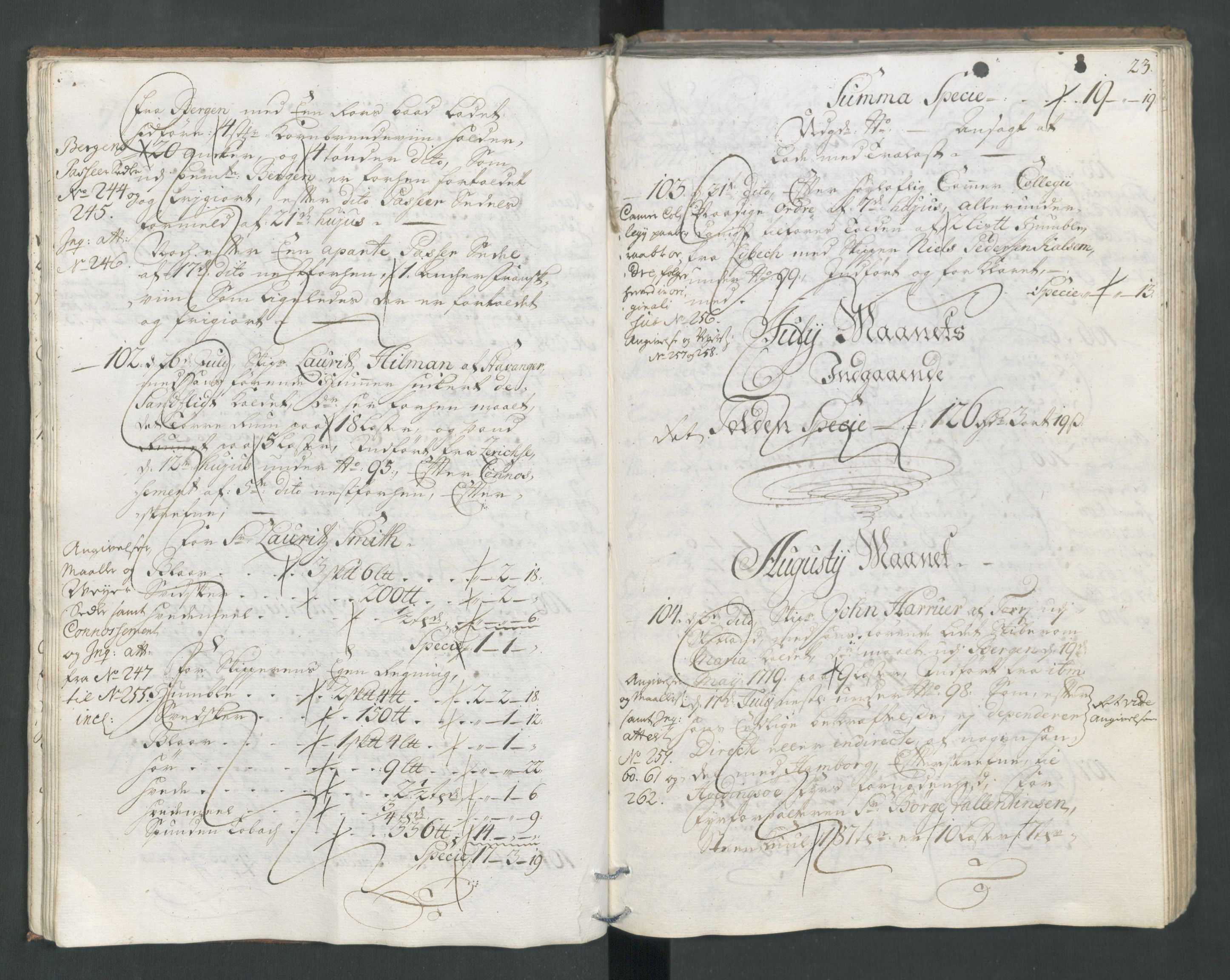 Generaltollkammeret, tollregnskaper, AV/RA-EA-5490/R22/L0011/0001: Tollregnskaper Stavanger / Hovedtollbok, 1731, s. 22b-23a