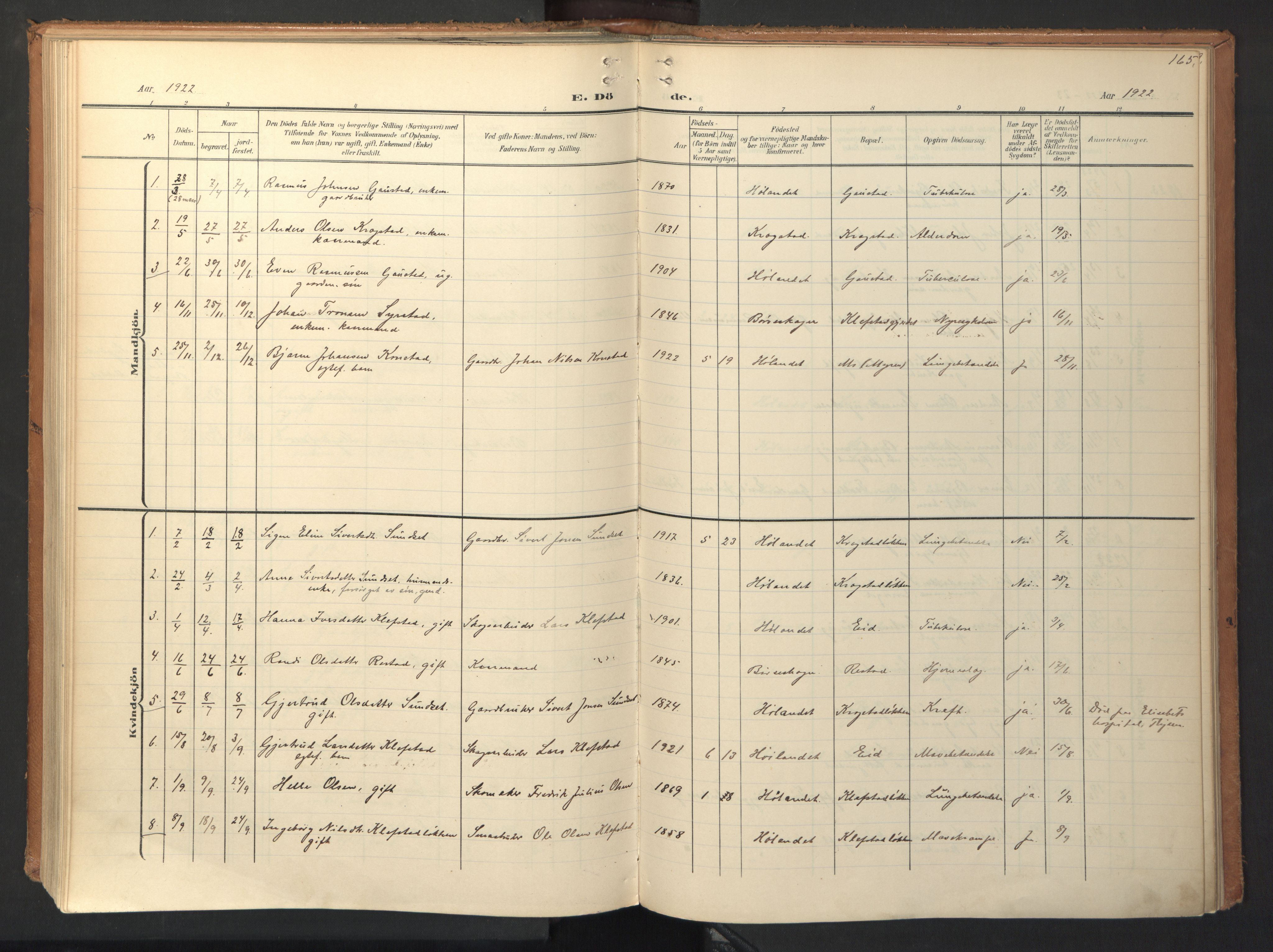 Ministerialprotokoller, klokkerbøker og fødselsregistre - Sør-Trøndelag, AV/SAT-A-1456/694/L1128: Ministerialbok nr. 694A02, 1906-1931, s. 165