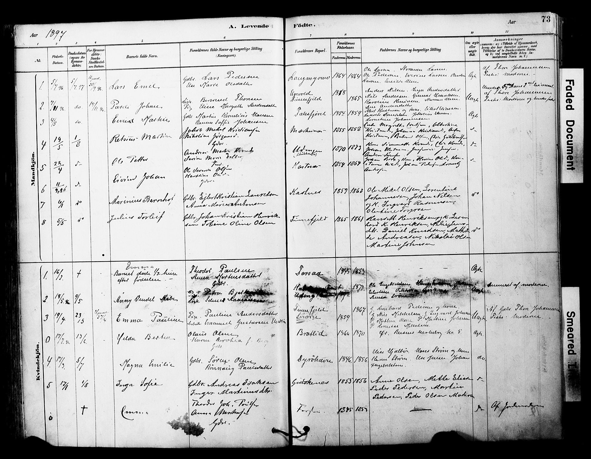 Tranøy sokneprestkontor, AV/SATØ-S-1313/I/Ia/Iaa/L0011kirke: Ministerialbok nr. 11, 1878-1904, s. 73
