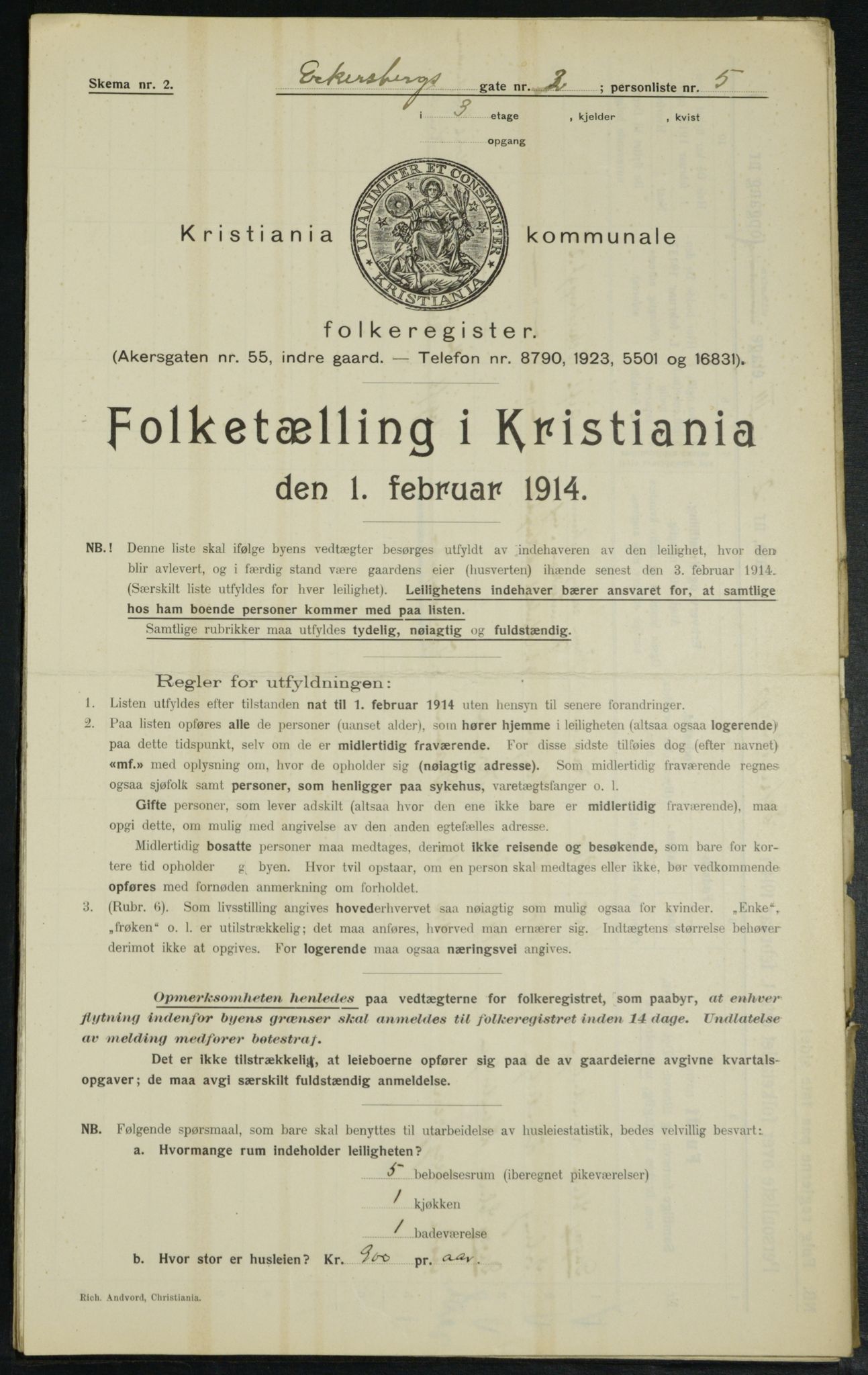 OBA, Kommunal folketelling 1.2.1914 for Kristiania, 1914, s. 18376
