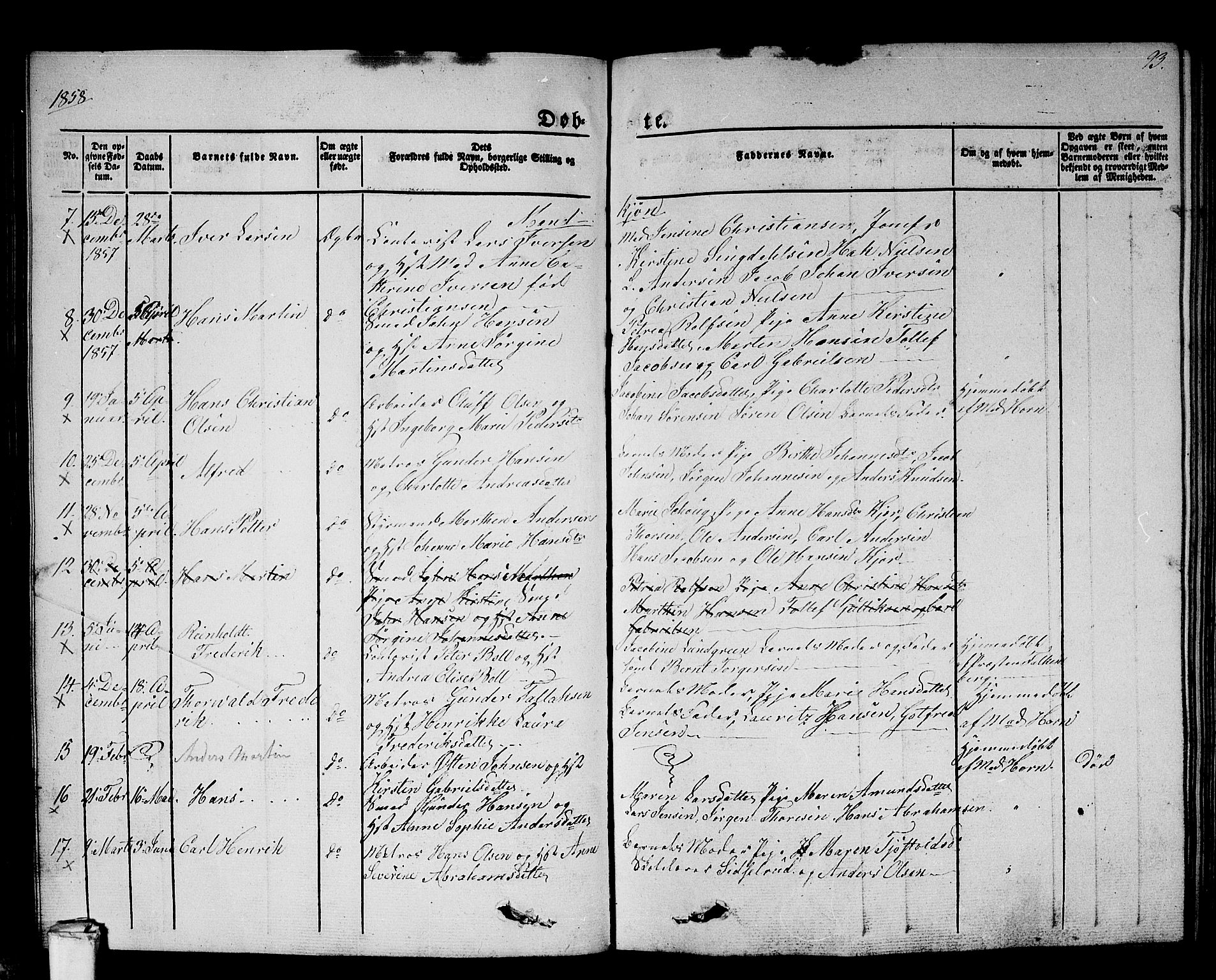 Larvik kirkebøker, AV/SAKO-A-352/G/Gb/L0002: Klokkerbok nr. II 2, 1843-1866, s. 93