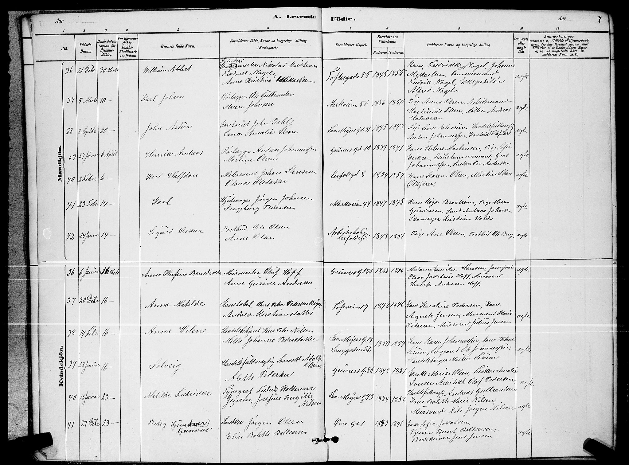 Paulus prestekontor Kirkebøker, AV/SAO-A-10871/G/Ga/L0002: Klokkerbok nr. 2, 1879-1887, s. 7