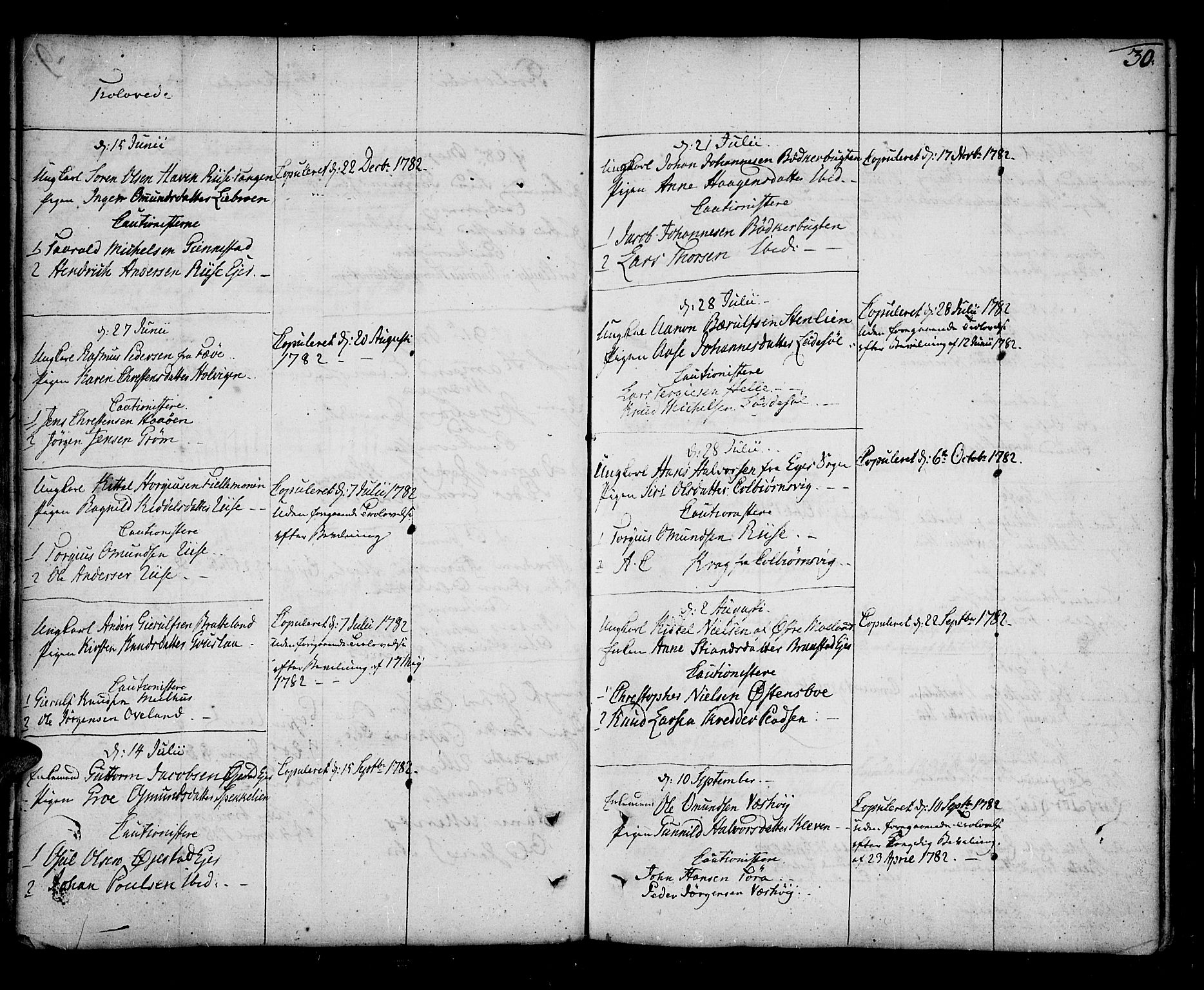Øyestad sokneprestkontor, AV/SAK-1111-0049/F/Fa/L0009: Ministerialbok nr. A 9, 1778-1808, s. 30