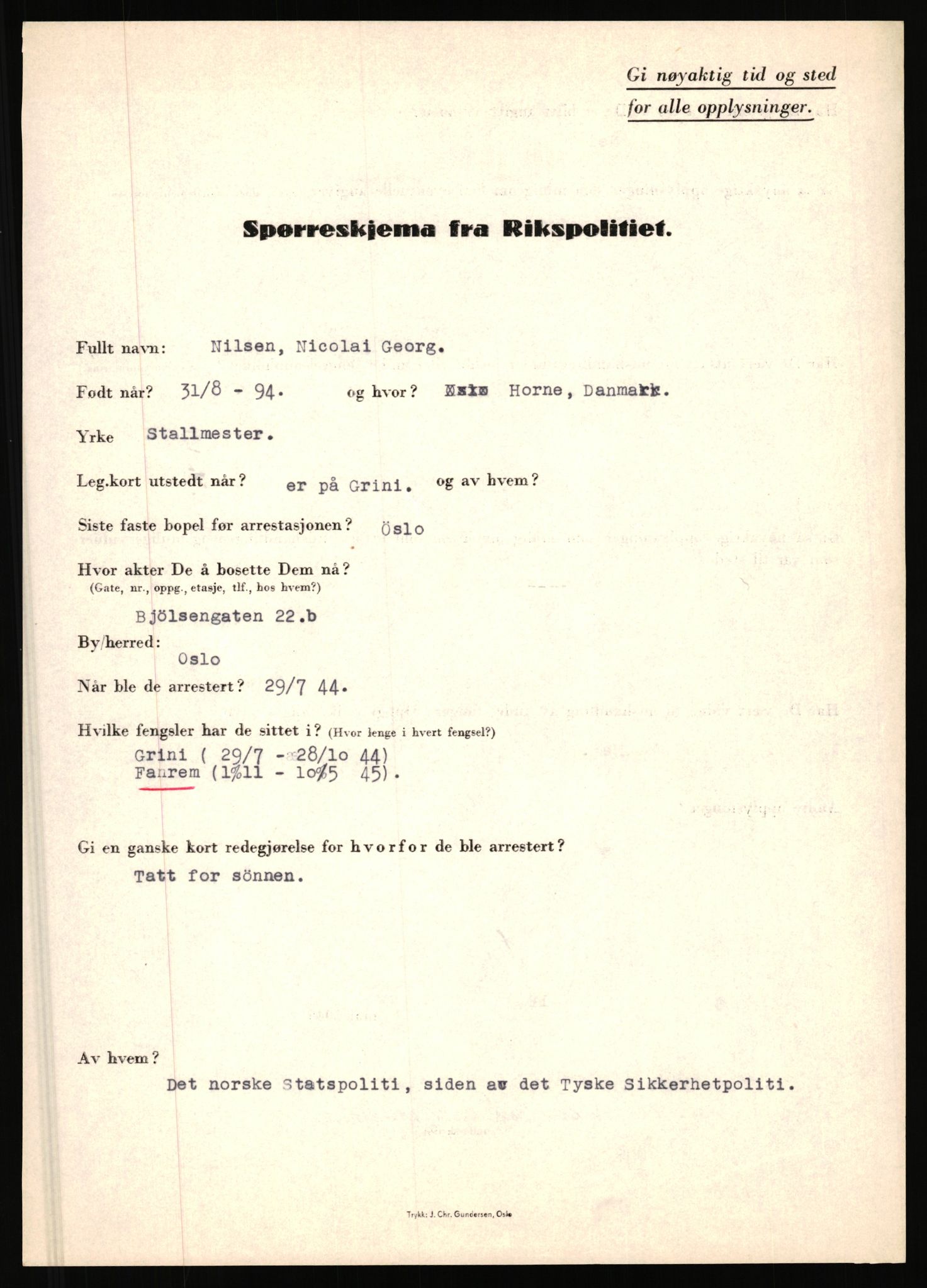 Rikspolitisjefen, AV/RA-S-1560/L/L0019: Utenlandske fanger, 1940-1945, s. 33