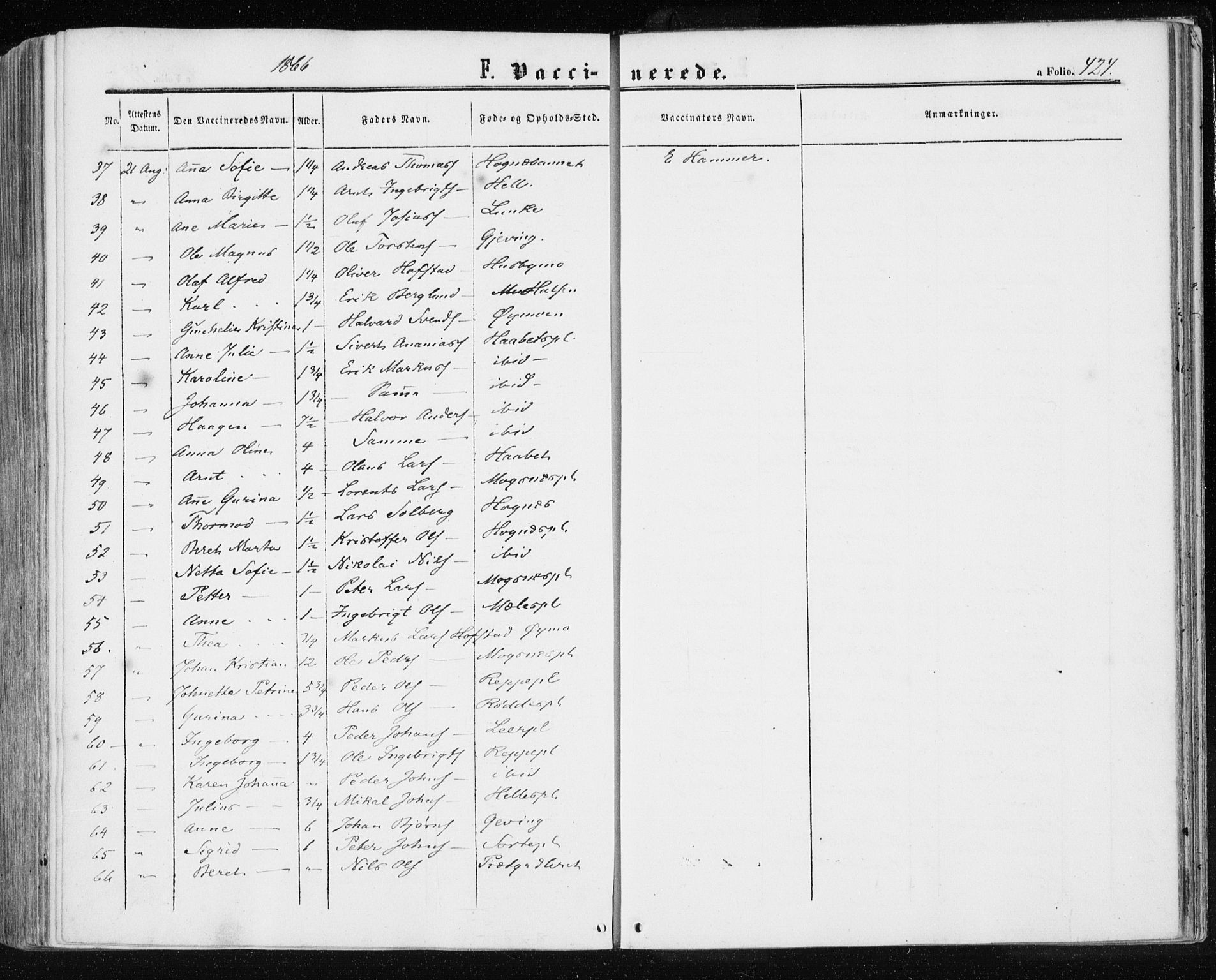Ministerialprotokoller, klokkerbøker og fødselsregistre - Nord-Trøndelag, SAT/A-1458/709/L0075: Ministerialbok nr. 709A15, 1859-1870, s. 424