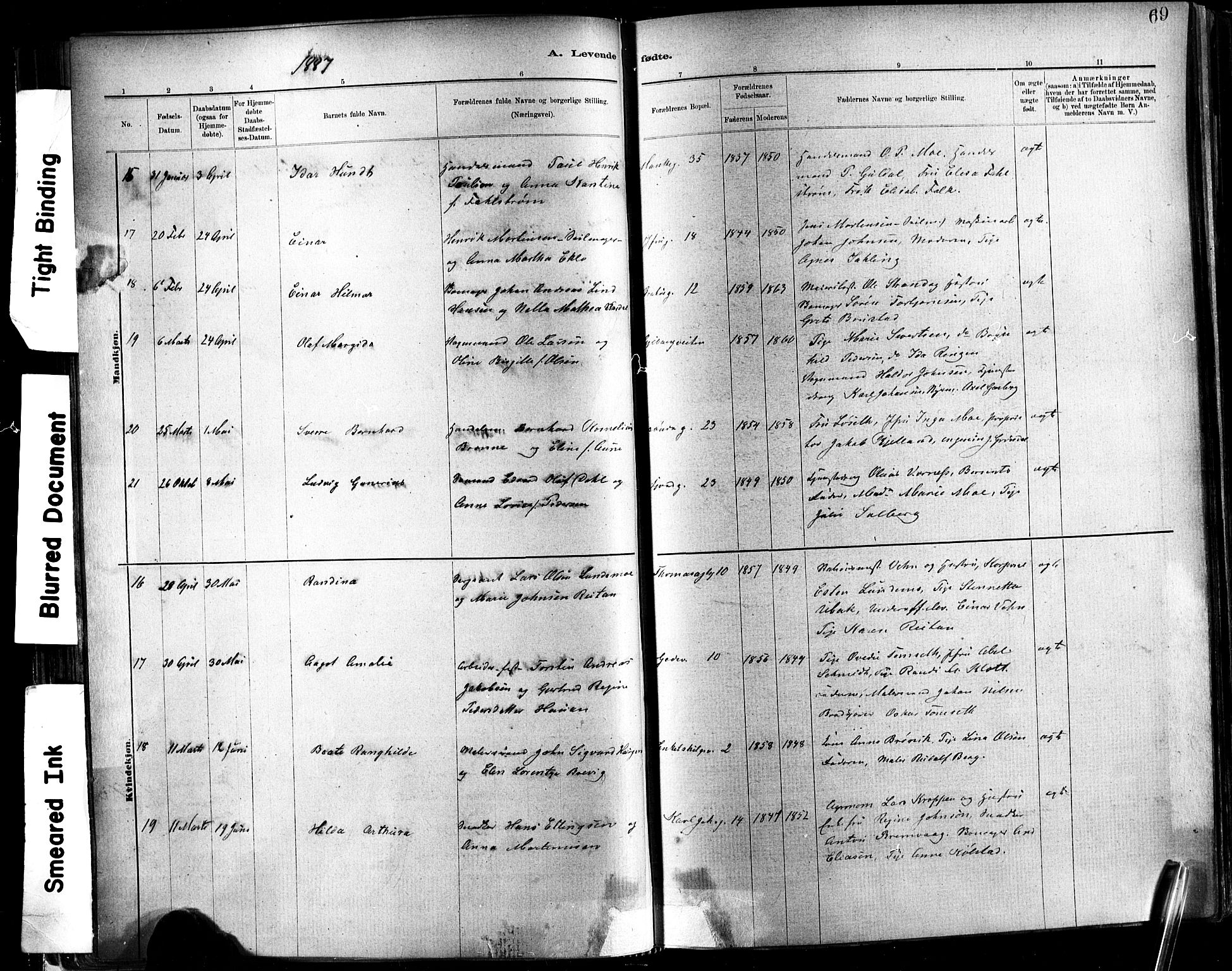 Ministerialprotokoller, klokkerbøker og fødselsregistre - Sør-Trøndelag, SAT/A-1456/602/L0119: Ministerialbok nr. 602A17, 1880-1901, s. 69