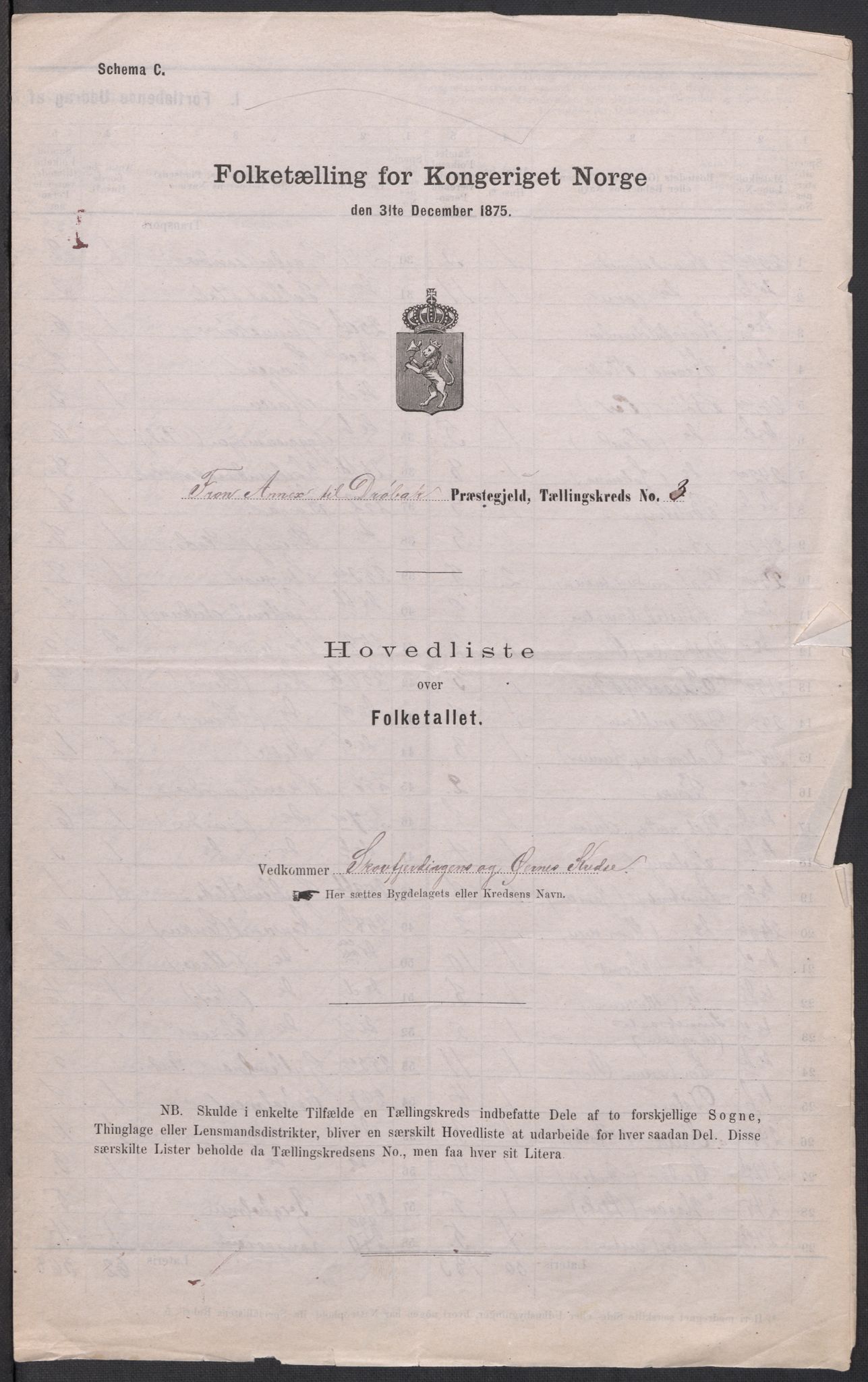 RA, Folketelling 1875 for 0215L Drøbak prestegjeld, Frogn sokn, 1875, s. 13