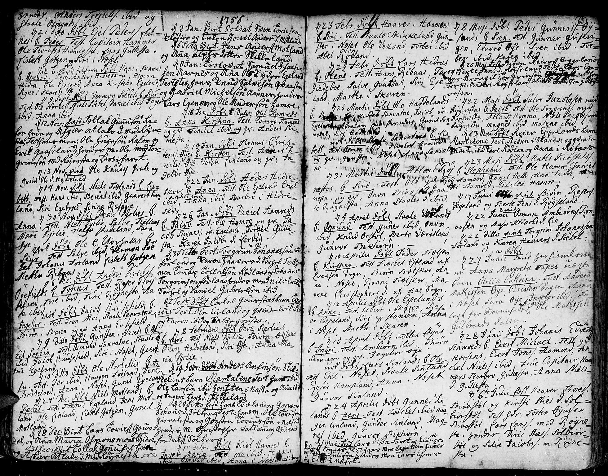 Kvinesdal sokneprestkontor, AV/SAK-1111-0026/F/Fa/Fab/L0001: Ministerialbok nr. A 1 /1, 1710-1788, s. 63