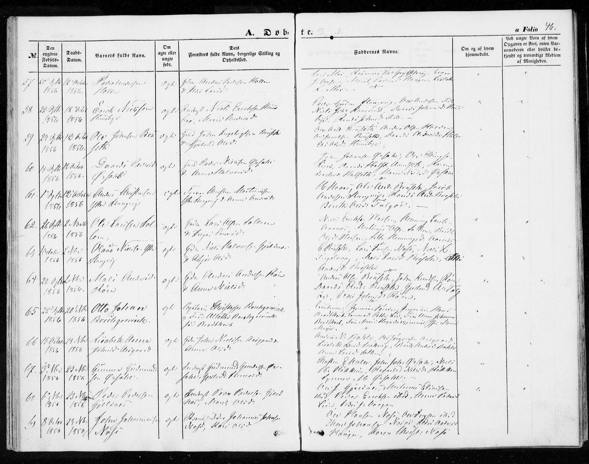 Ministerialprotokoller, klokkerbøker og fødselsregistre - Møre og Romsdal, AV/SAT-A-1454/592/L1026: Ministerialbok nr. 592A04, 1849-1867, s. 46