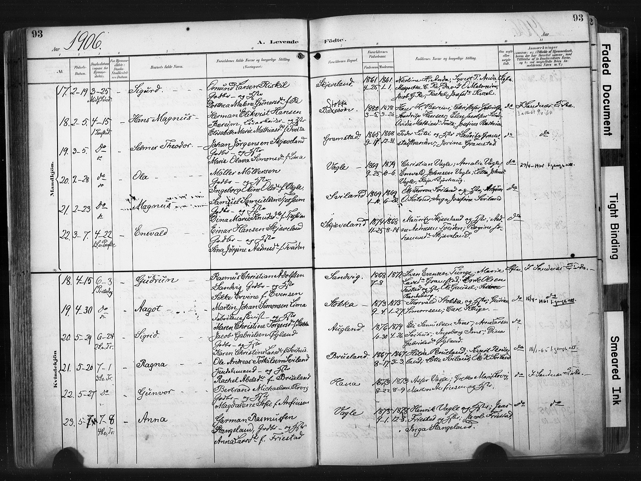 Høyland sokneprestkontor, AV/SAST-A-101799/001/30BA/L0015: Ministerialbok nr. A 14, 1899-1911, s. 93