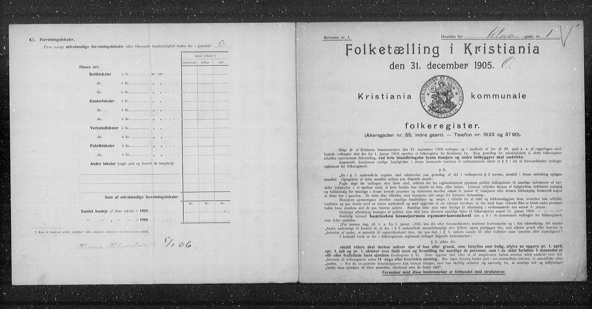 OBA, Kommunal folketelling 31.12.1905 for Kristiania kjøpstad, 1905, s. 595