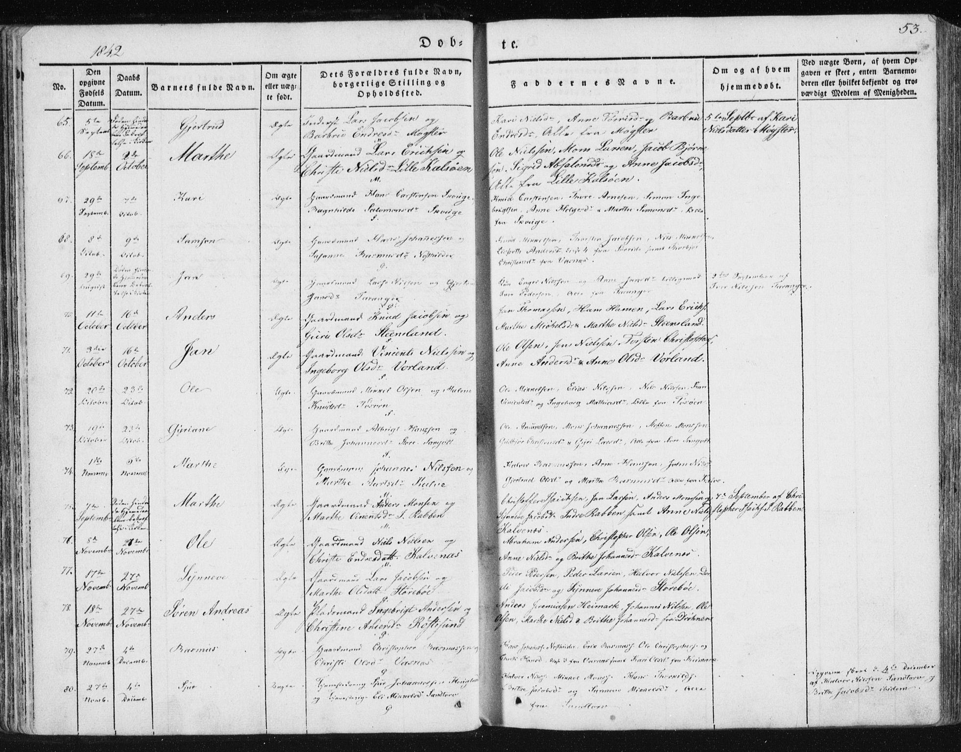 Sund sokneprestembete, AV/SAB-A-99930: Ministerialbok nr. A 13, 1835-1849, s. 53