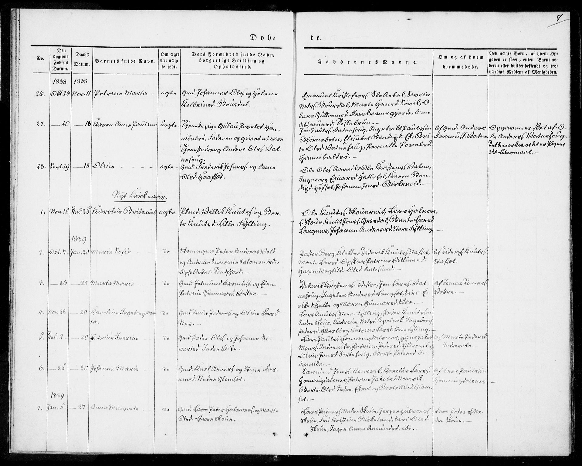 Ministerialprotokoller, klokkerbøker og fødselsregistre - Møre og Romsdal, SAT/A-1454/524/L0352: Ministerialbok nr. 524A04, 1838-1847, s. 7