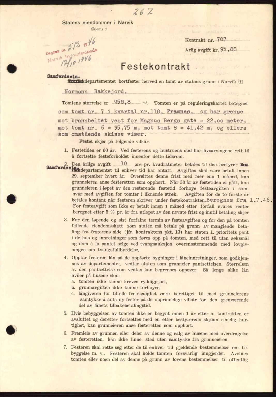 Narvik sorenskriveri, SAT/A-0002/1/2/2C/2Ca: Pantebok nr. A21, 1946-1947, Dagboknr: 512/1946