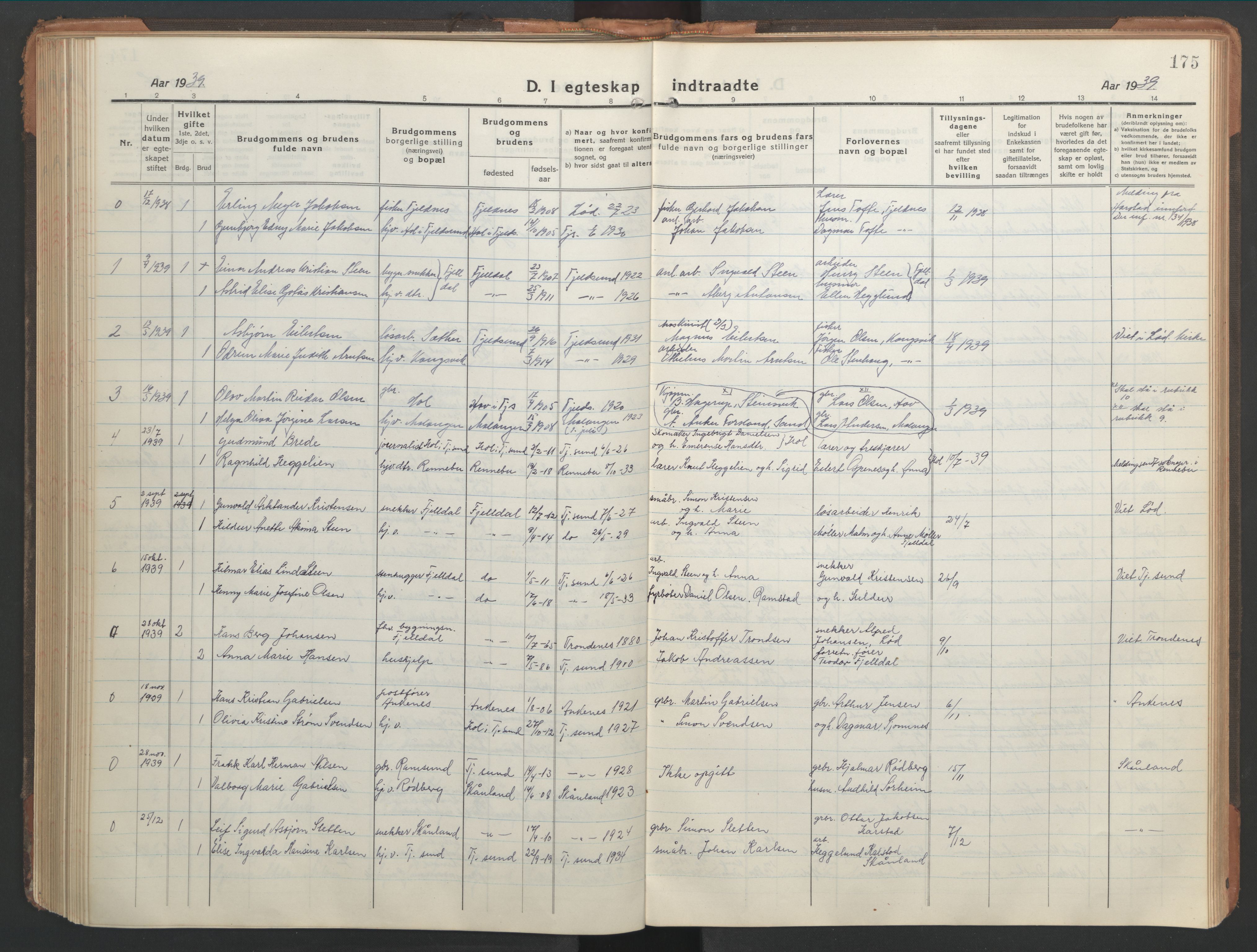 Ministerialprotokoller, klokkerbøker og fødselsregistre - Nordland, SAT/A-1459/865/L0933: Klokkerbok nr. 865C05, 1917-1947, s. 175