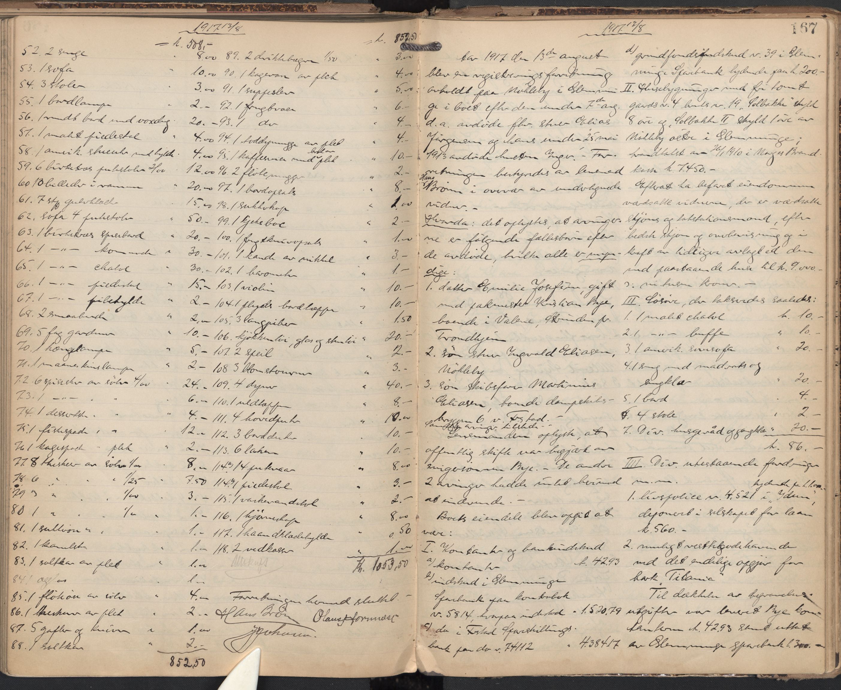 Glemmen lensmannskontor, AV/SAO-A-10123/H/Ha/Hab/L0006: Registreringsprotokoll, 1908-1918, s. 167