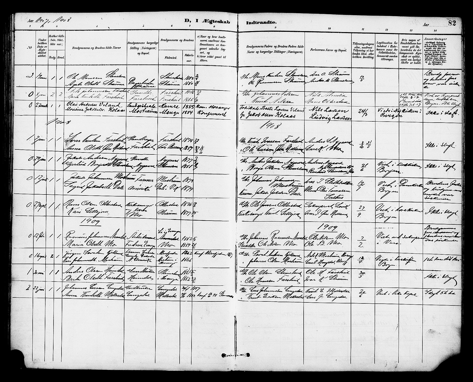 Osterfjorden Soknepresembete, AV/SAB-A-77301: Klokkerbok nr. B 2, 1891-1922, s. 82