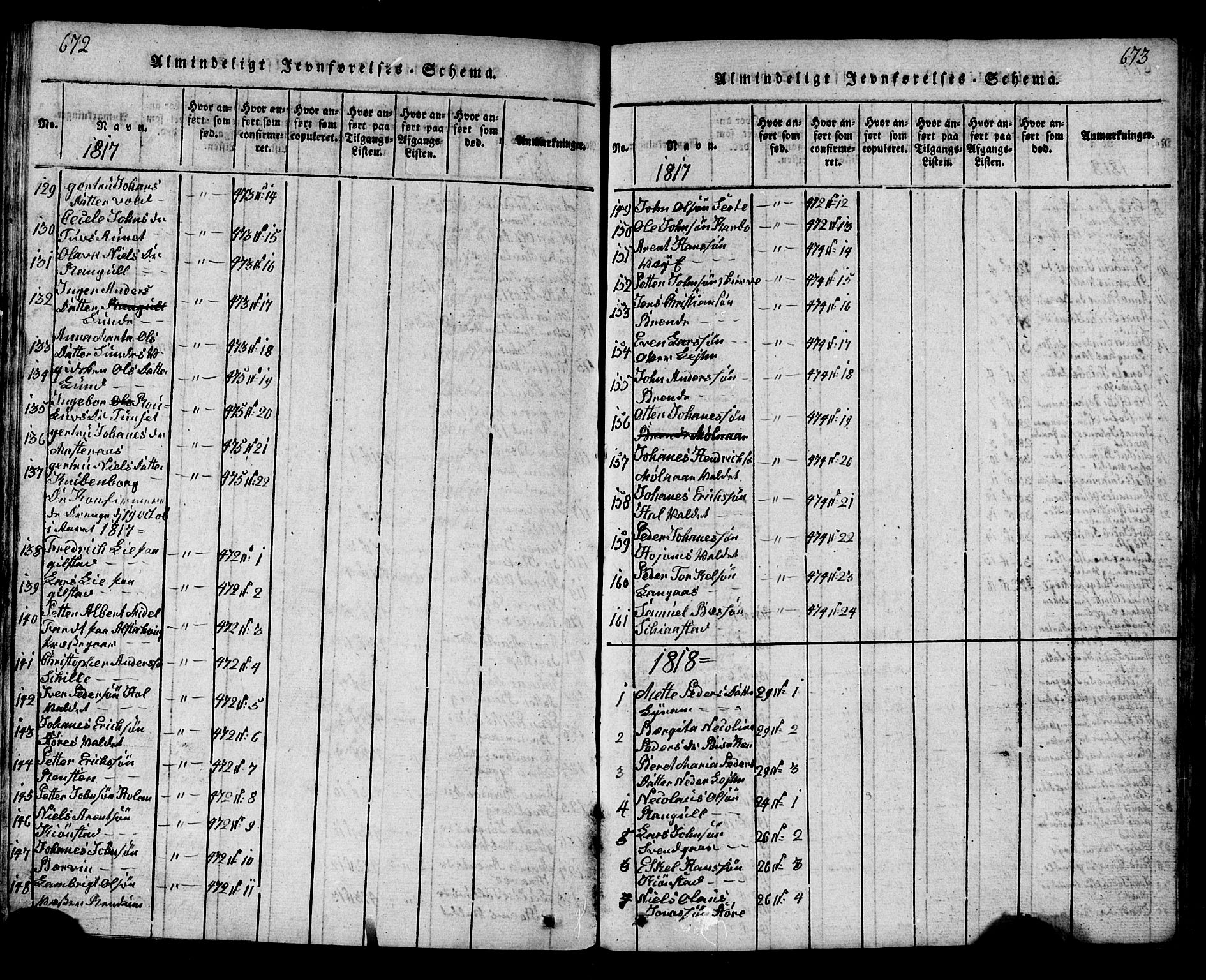 Ministerialprotokoller, klokkerbøker og fødselsregistre - Nord-Trøndelag, SAT/A-1458/717/L0169: Klokkerbok nr. 717C01, 1816-1834, s. 672-673