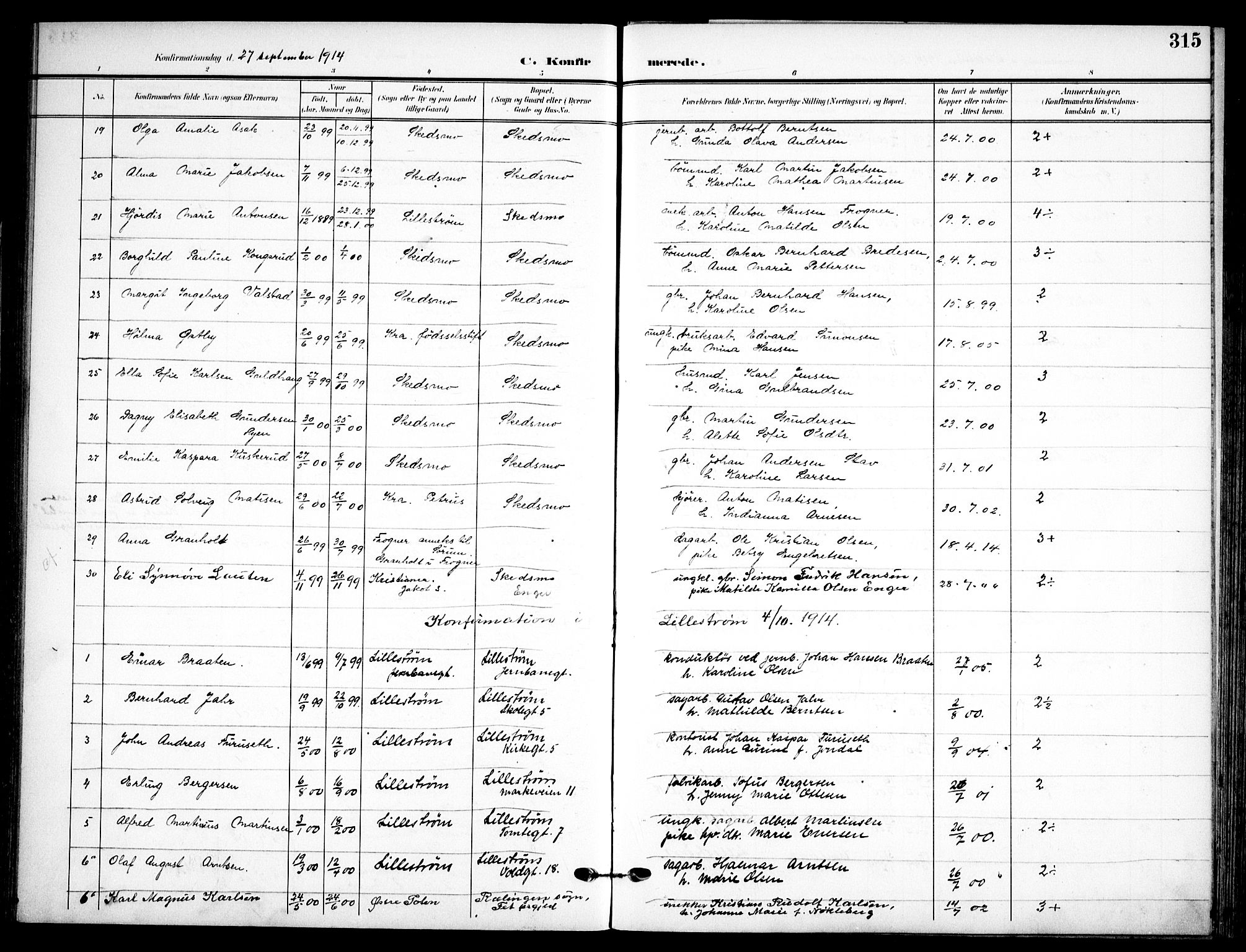 Skedsmo prestekontor Kirkebøker, AV/SAO-A-10033a/F/Fa/L0015: Ministerialbok nr. I 15, 1902-1917, s. 315