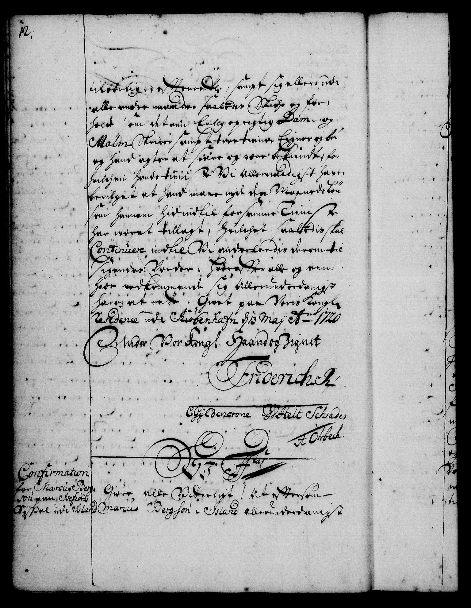 Rentekammeret, Kammerkanselliet, AV/RA-EA-3111/G/Gg/Gge/L0001: Norsk bestallingsprotokoll med register (merket RK 53.25), 1720-1730, s. 12