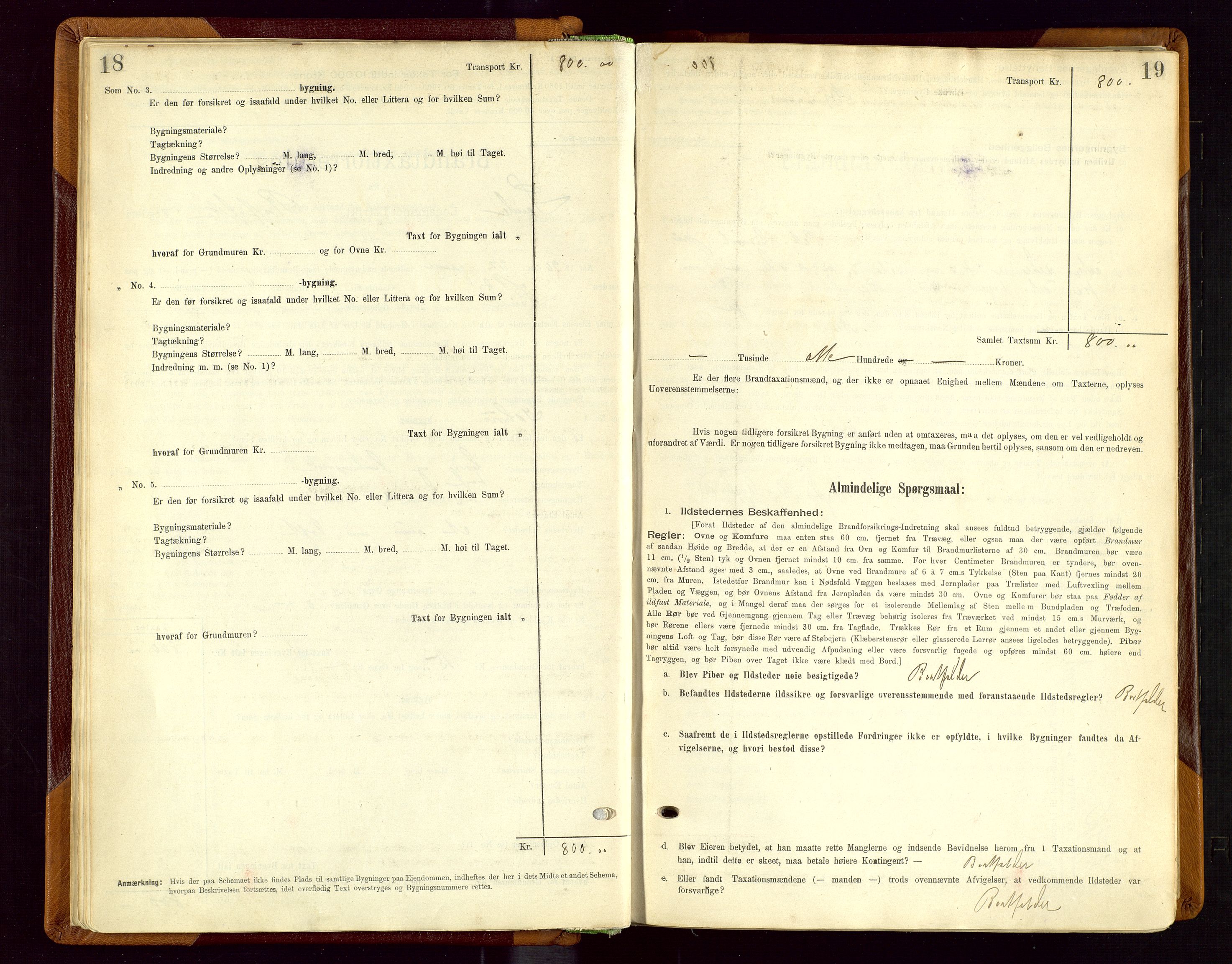 Sauda lensmannskontor, AV/SAST-A-100177/Gob/L0001: Branntakstprotokoll - skjematakst, 1894-1914, s. 18-19