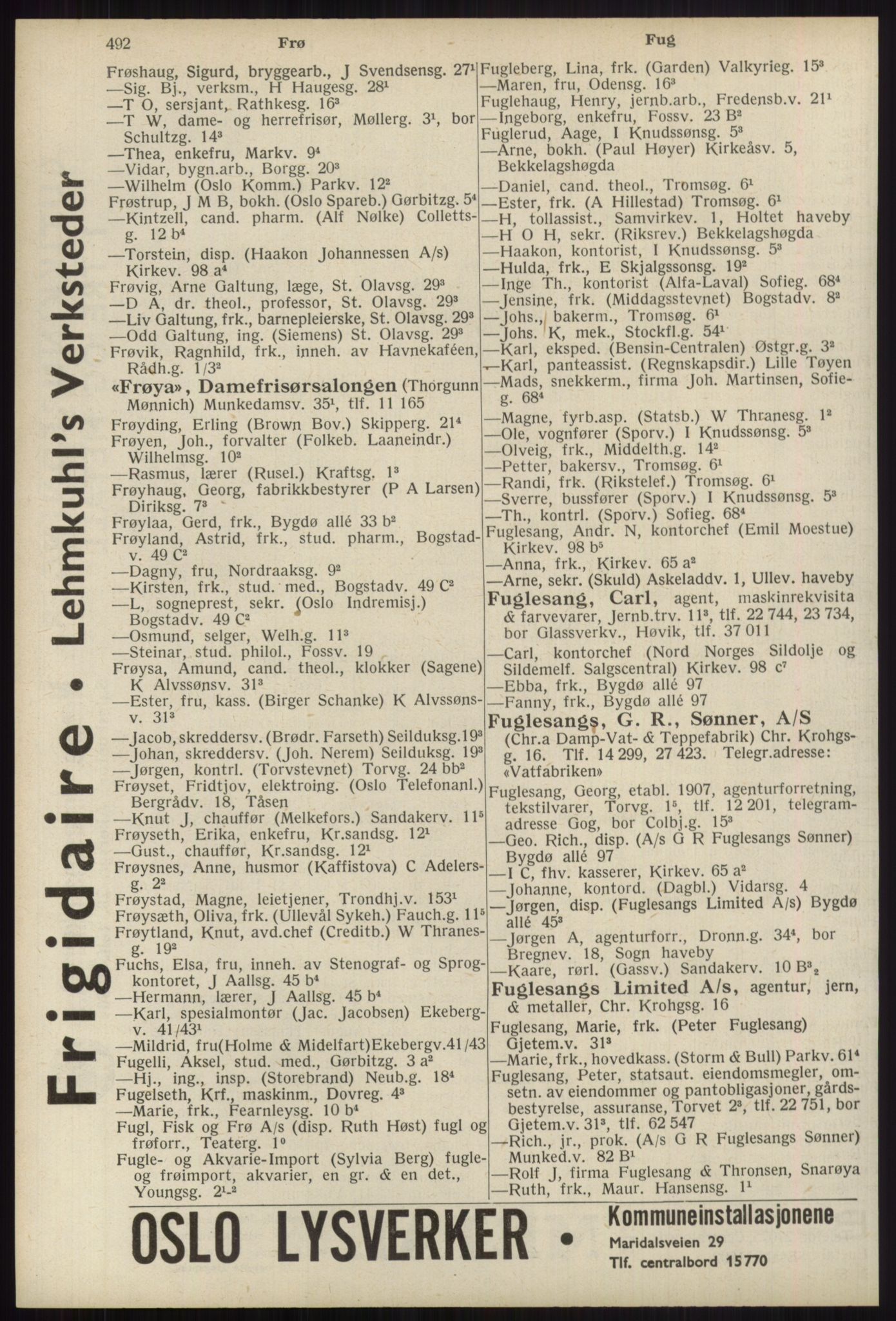 Kristiania/Oslo adressebok, PUBL/-, 1939, s. 492