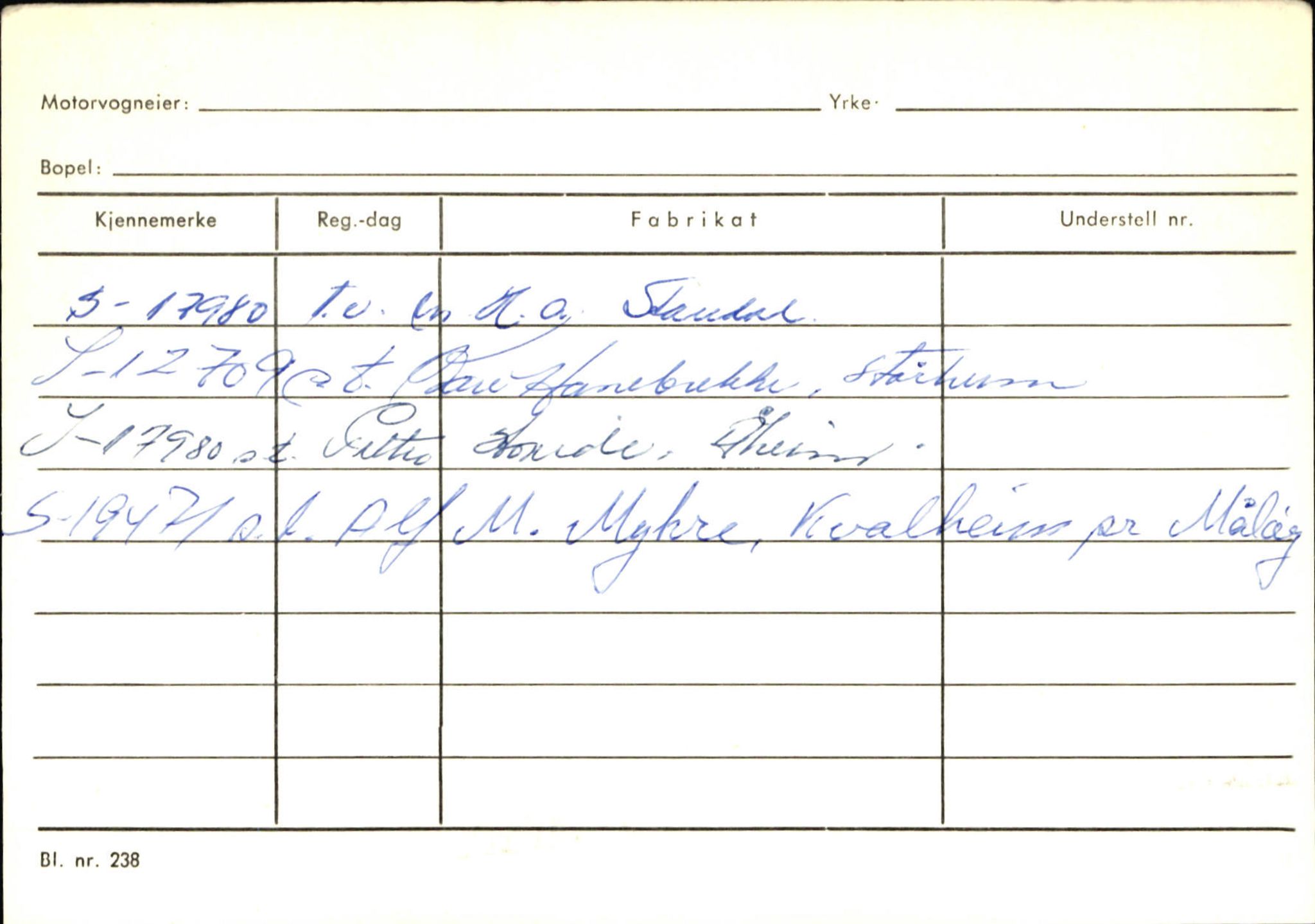 Statens vegvesen, Sogn og Fjordane vegkontor, SAB/A-5301/4/F/L0144: Registerkort Vågsøy A-R, 1945-1975, s. 260