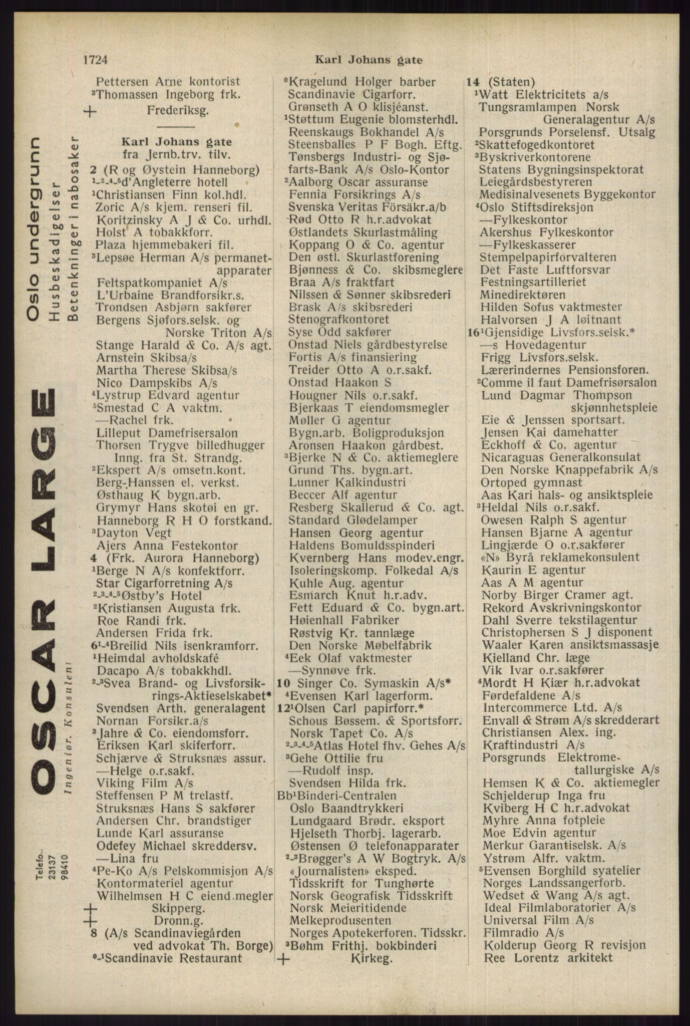 Kristiania/Oslo adressebok, PUBL/-, 1934, s. 1724