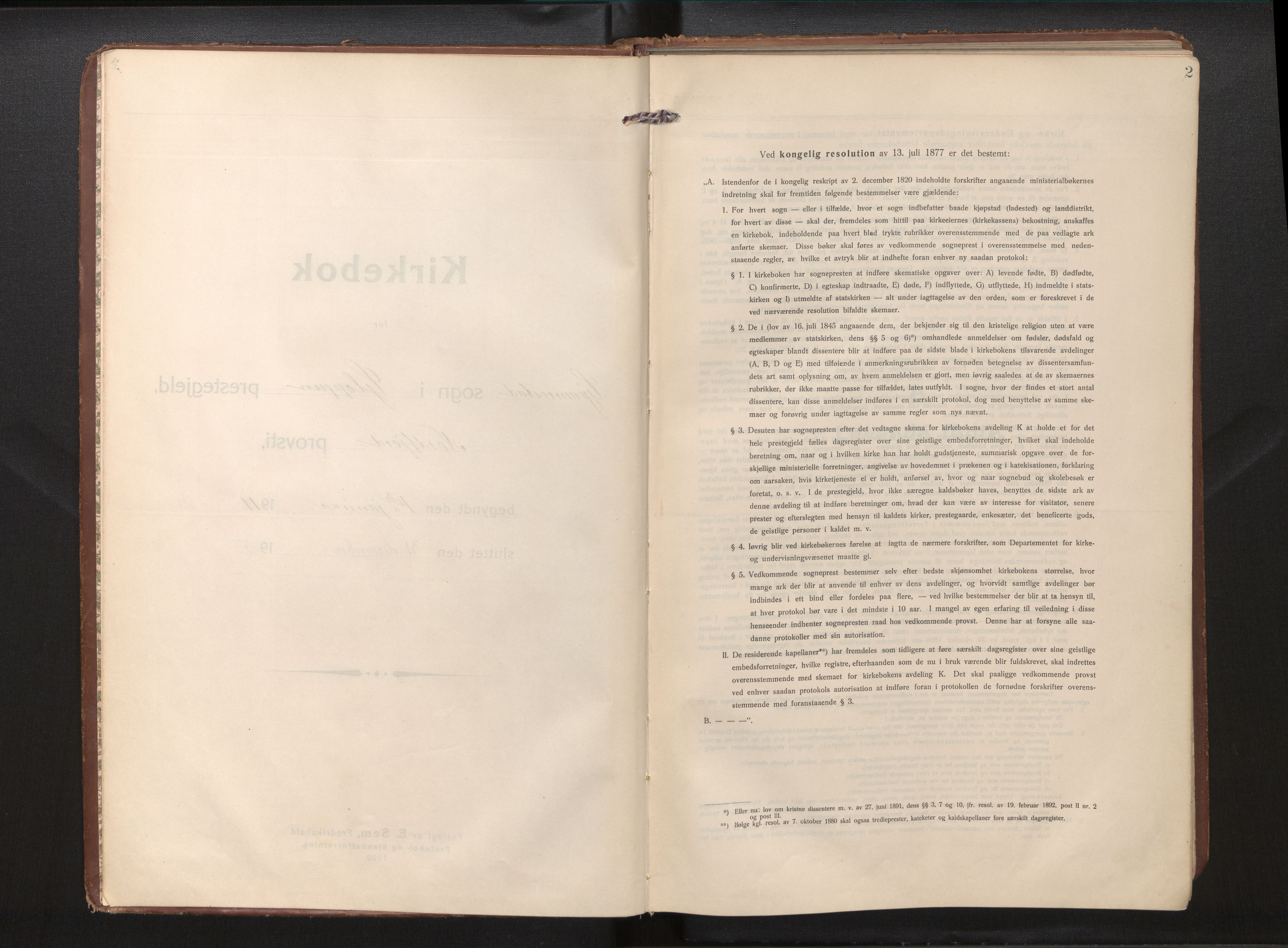 Gloppen sokneprestembete, SAB/A-80101/H/Haa/Haad/L0002: Ministerialbok nr. D 2, 1911-1925, s. 1b-2a