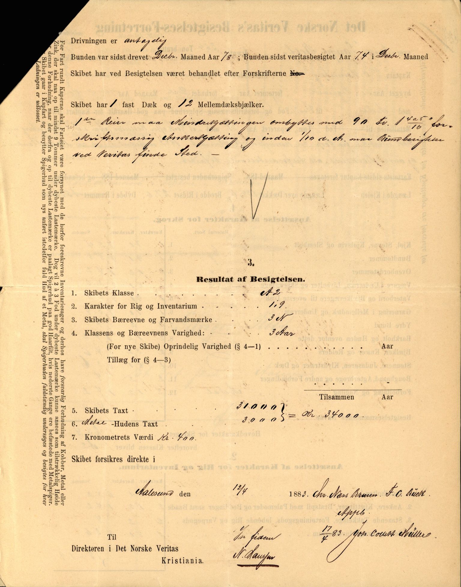 Pa 63 - Østlandske skibsassuranceforening, VEMU/A-1079/G/Ga/L0017/0011: Havaridokumenter / Andover, Amicitia, Bratsberg, Ganger Rolf, 1884, s. 61