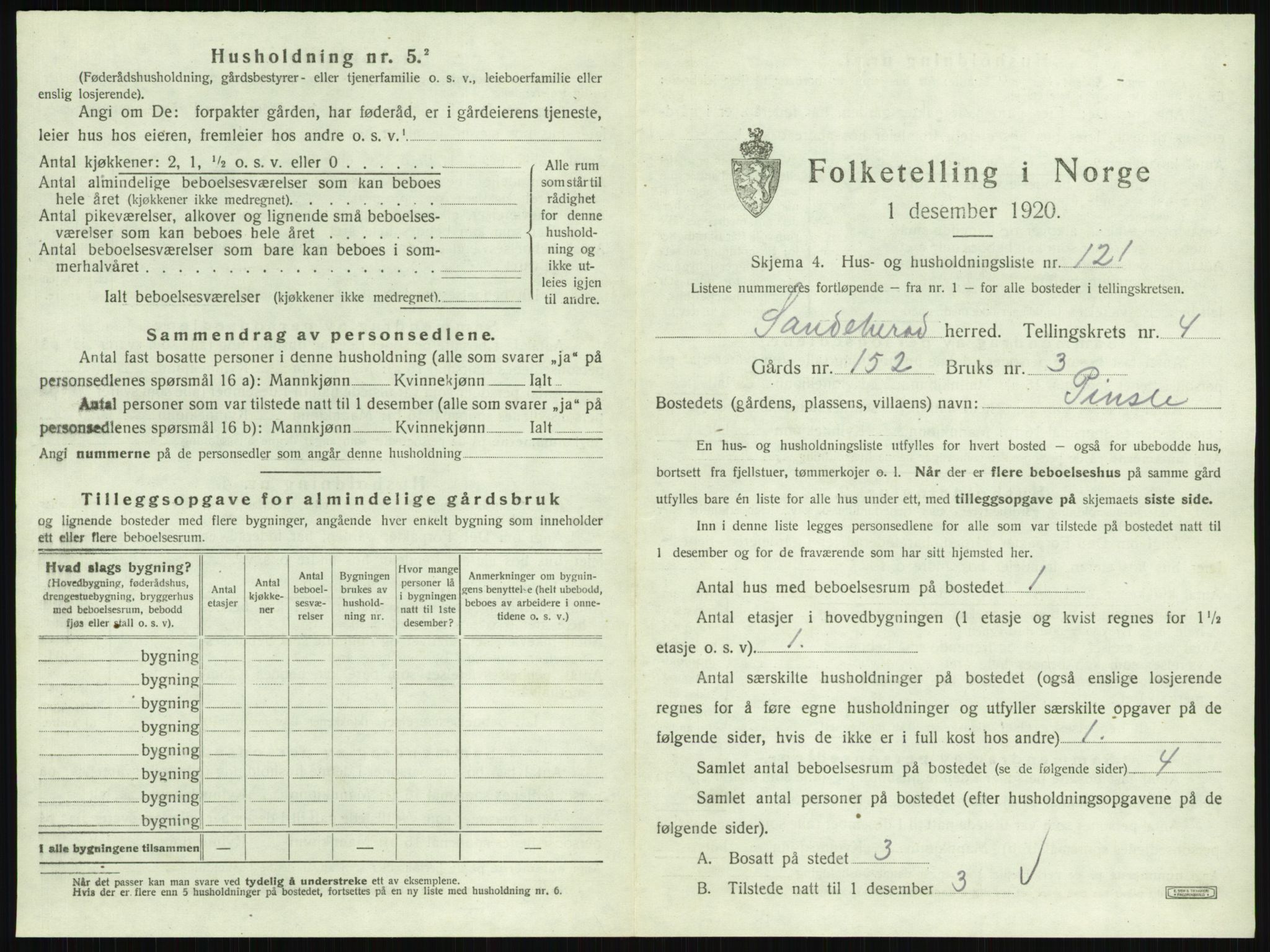 SAKO, Folketelling 1920 for 0724 Sandeherred herred, 1920, s. 874