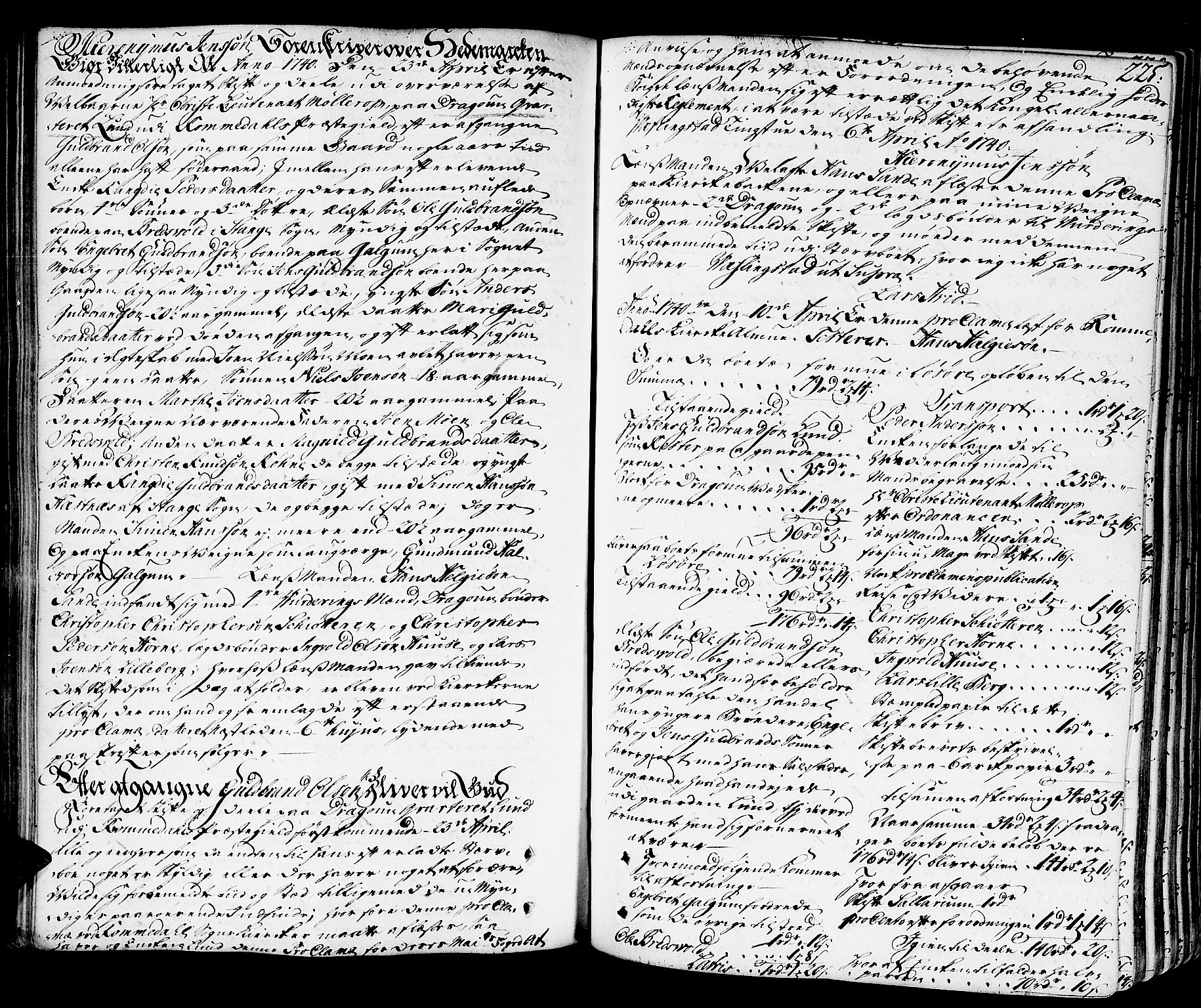 Hedemarken sorenskriveri, SAH/TING-034/J/Ja/L0011: Skifteprotokoll, 1736-1743, s. 224b-225a