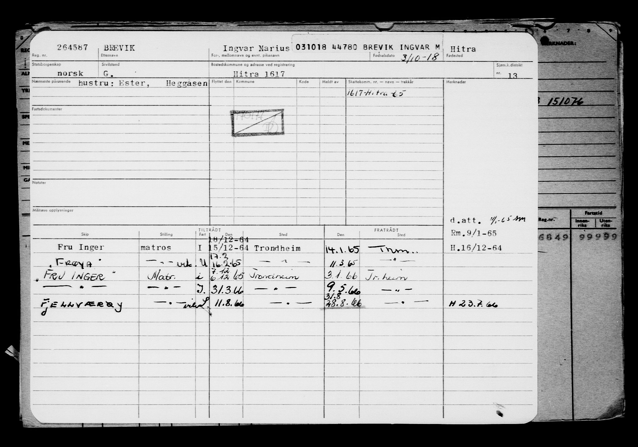 Direktoratet for sjømenn, AV/RA-S-3545/G/Gb/L0163: Hovedkort, 1918, s. 46