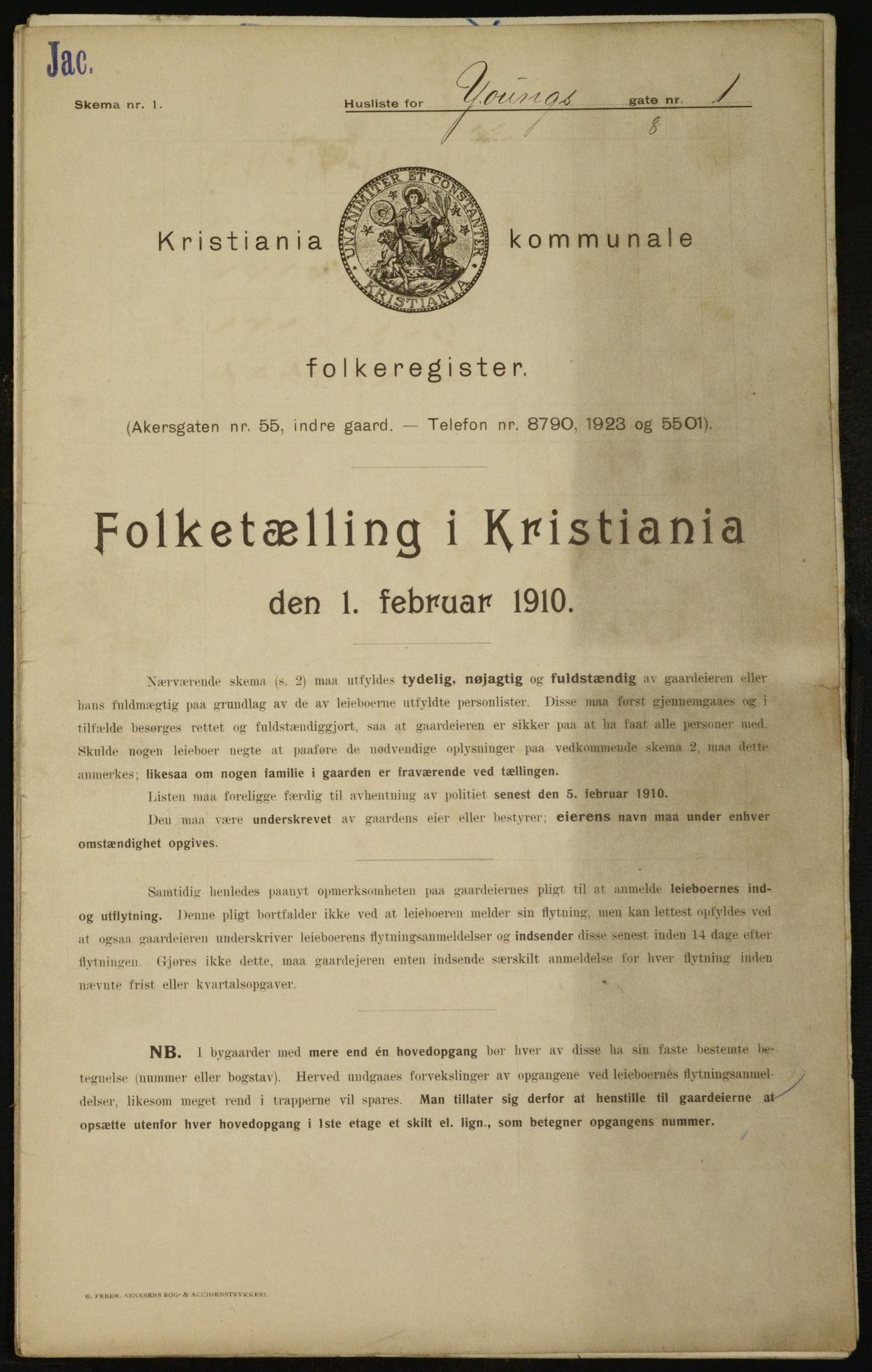 OBA, Kommunal folketelling 1.2.1910 for Kristiania, 1910, s. 121822