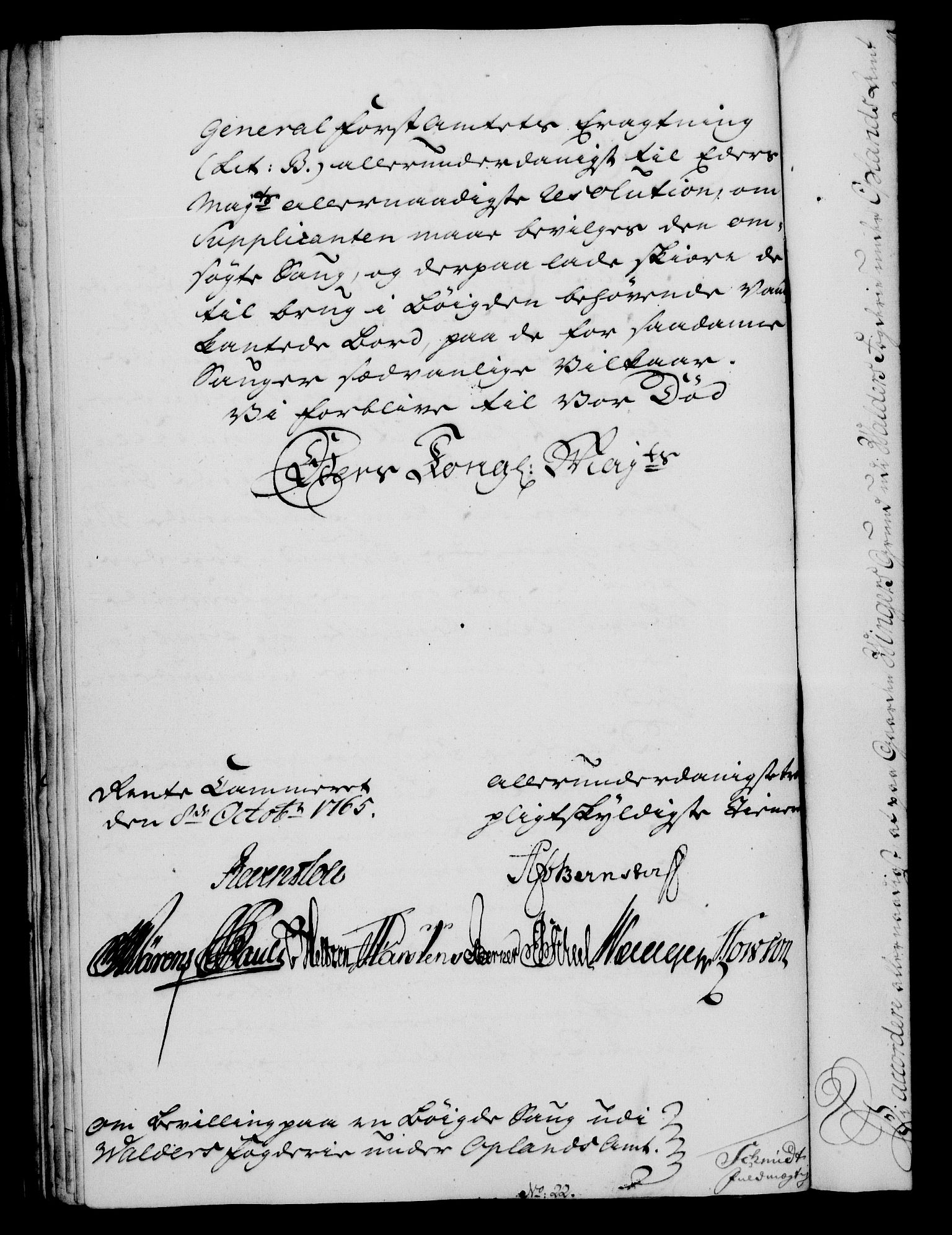 Rentekammeret, Kammerkanselliet, RA/EA-3111/G/Gf/Gfa/L0047: Norsk relasjons- og resolusjonsprotokoll (merket RK 52.47), 1765, s. 364