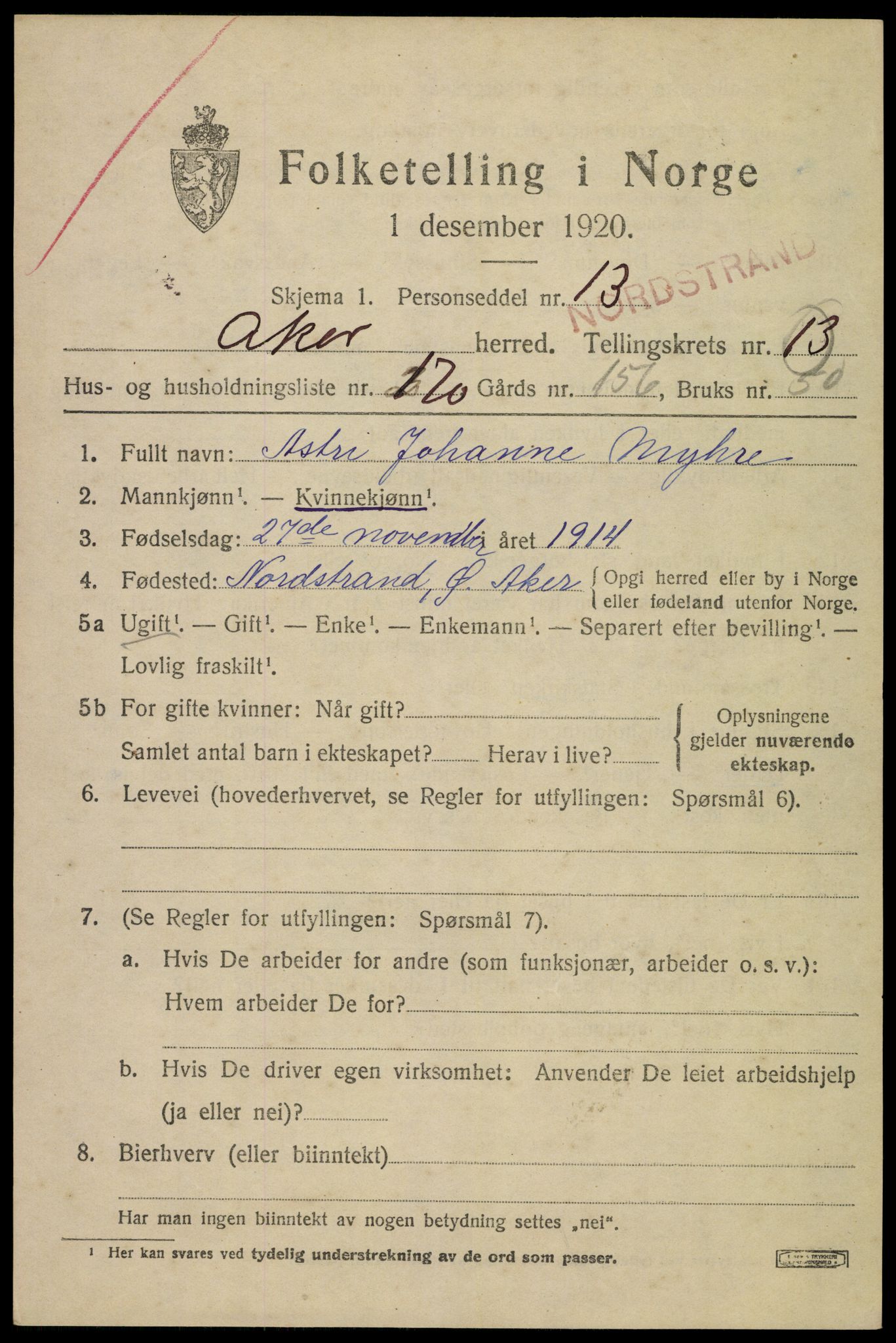 SAO, Folketelling 1920 for 0218 Aker herred, 1920, s. 81652
