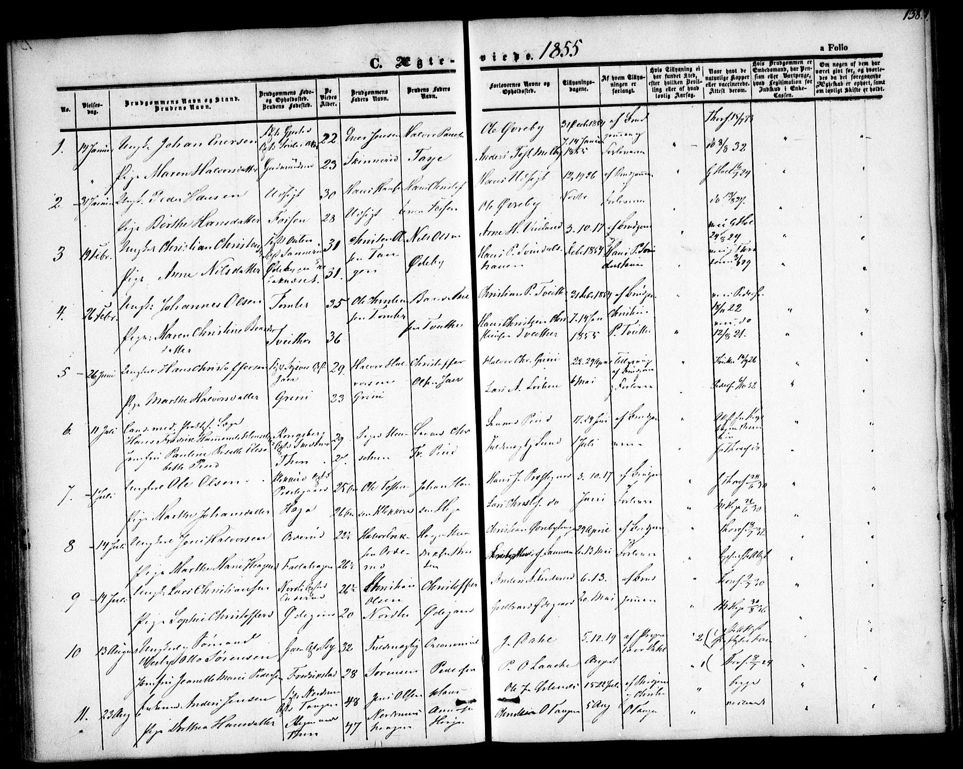 Fet prestekontor Kirkebøker, AV/SAO-A-10370a/F/Fa/L0010: Ministerialbok nr. I 10, 1847-1859, s. 138