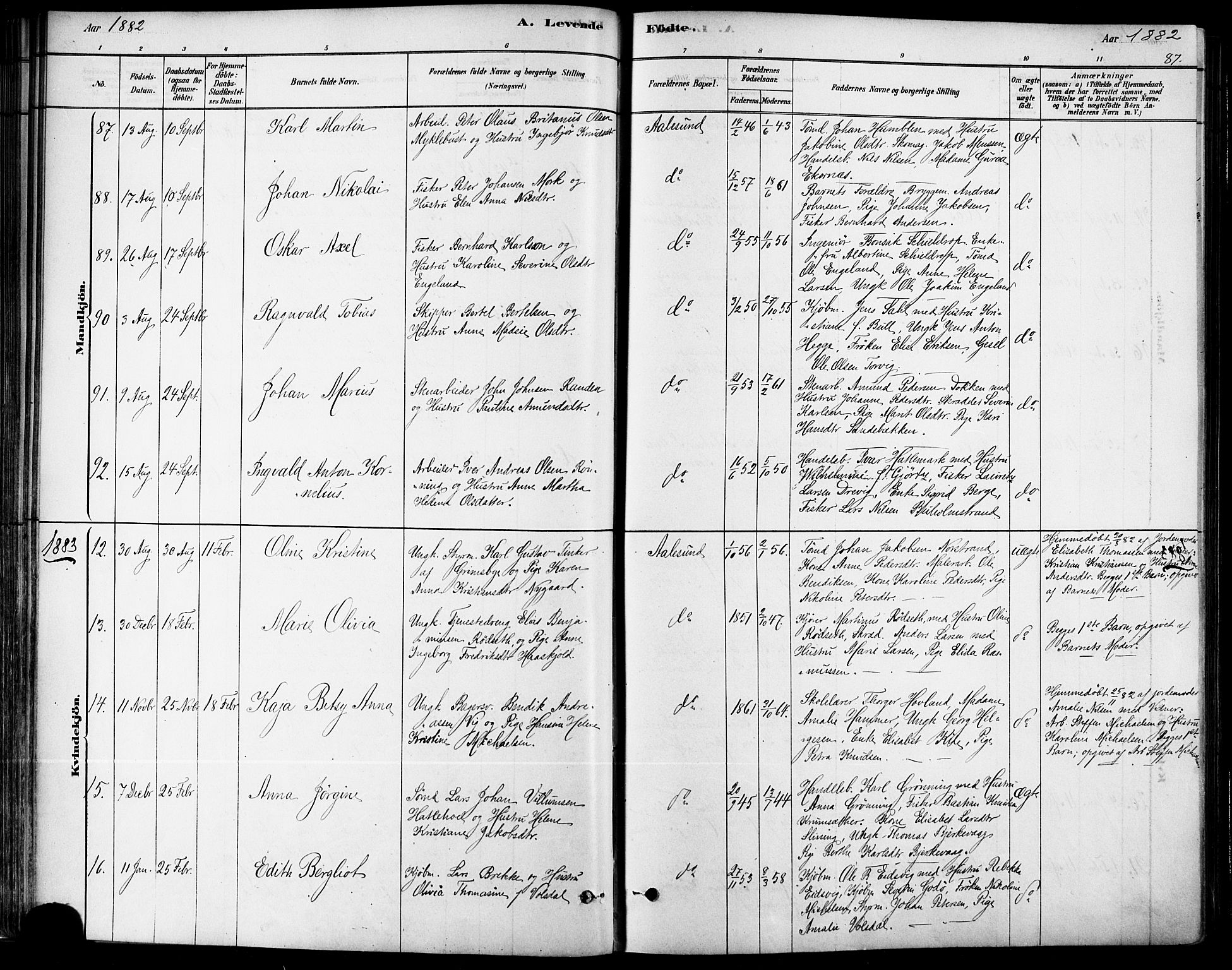 Ministerialprotokoller, klokkerbøker og fødselsregistre - Møre og Romsdal, AV/SAT-A-1454/529/L0454: Ministerialbok nr. 529A04, 1878-1885, s. 87