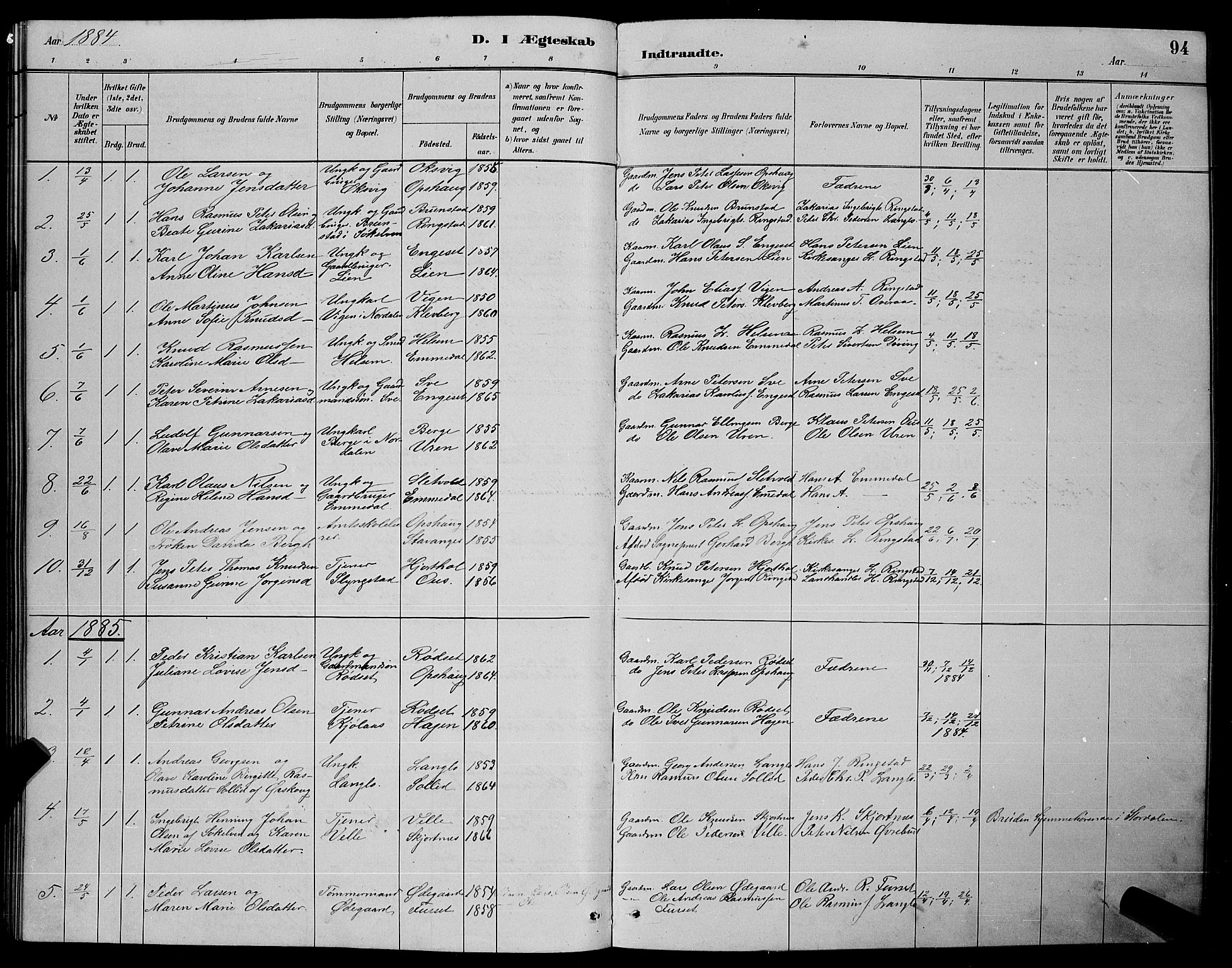 Ministerialprotokoller, klokkerbøker og fødselsregistre - Møre og Romsdal, SAT/A-1454/520/L0292: Klokkerbok nr. 520C04, 1882-1901, s. 94