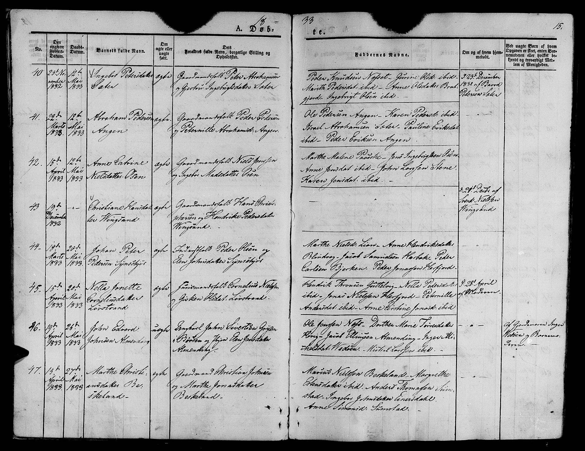 Ministerialprotokoller, klokkerbøker og fødselsregistre - Sør-Trøndelag, SAT/A-1456/657/L0703: Ministerialbok nr. 657A04, 1831-1846, s. 15