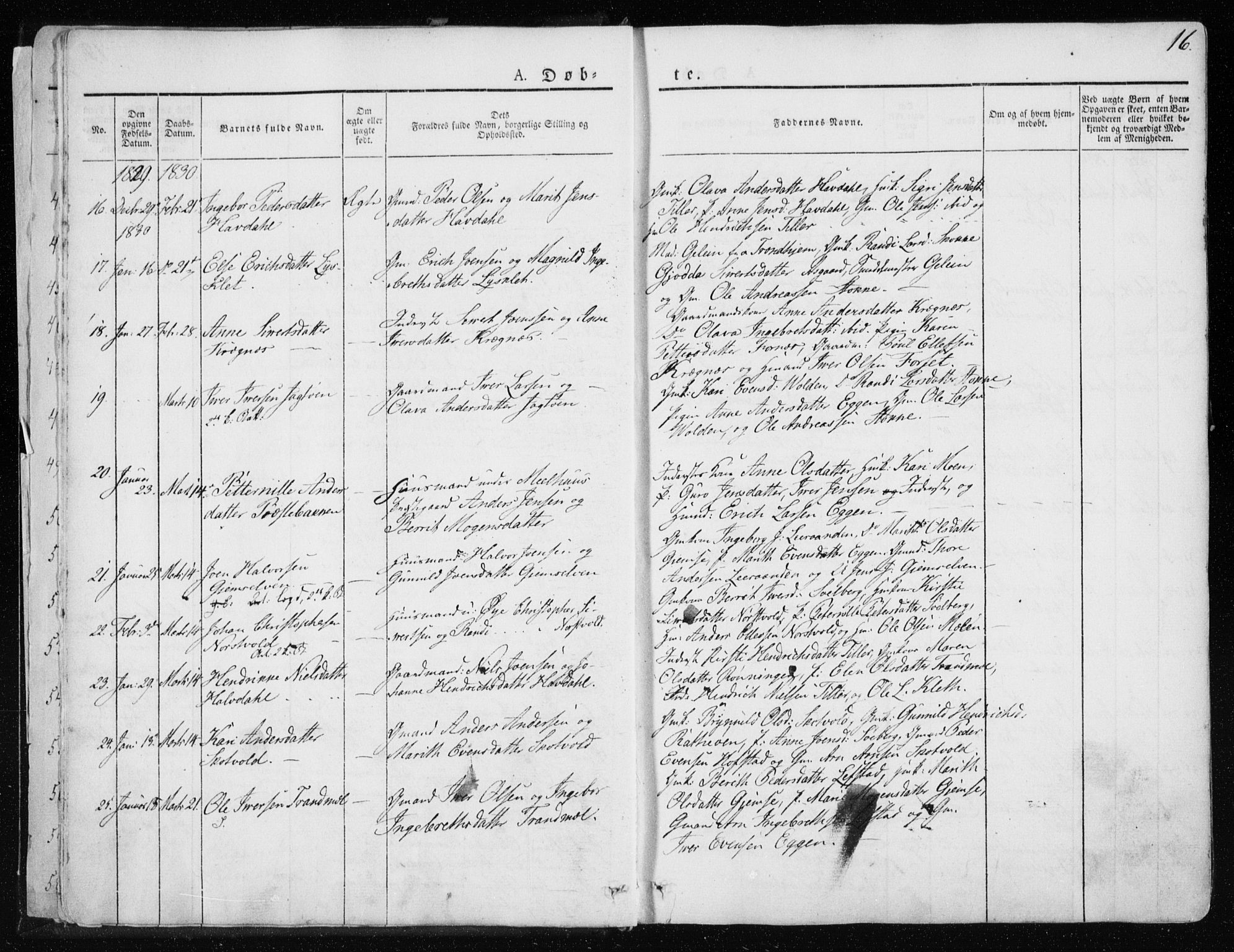 Ministerialprotokoller, klokkerbøker og fødselsregistre - Sør-Trøndelag, AV/SAT-A-1456/691/L1069: Ministerialbok nr. 691A04, 1826-1841, s. 16