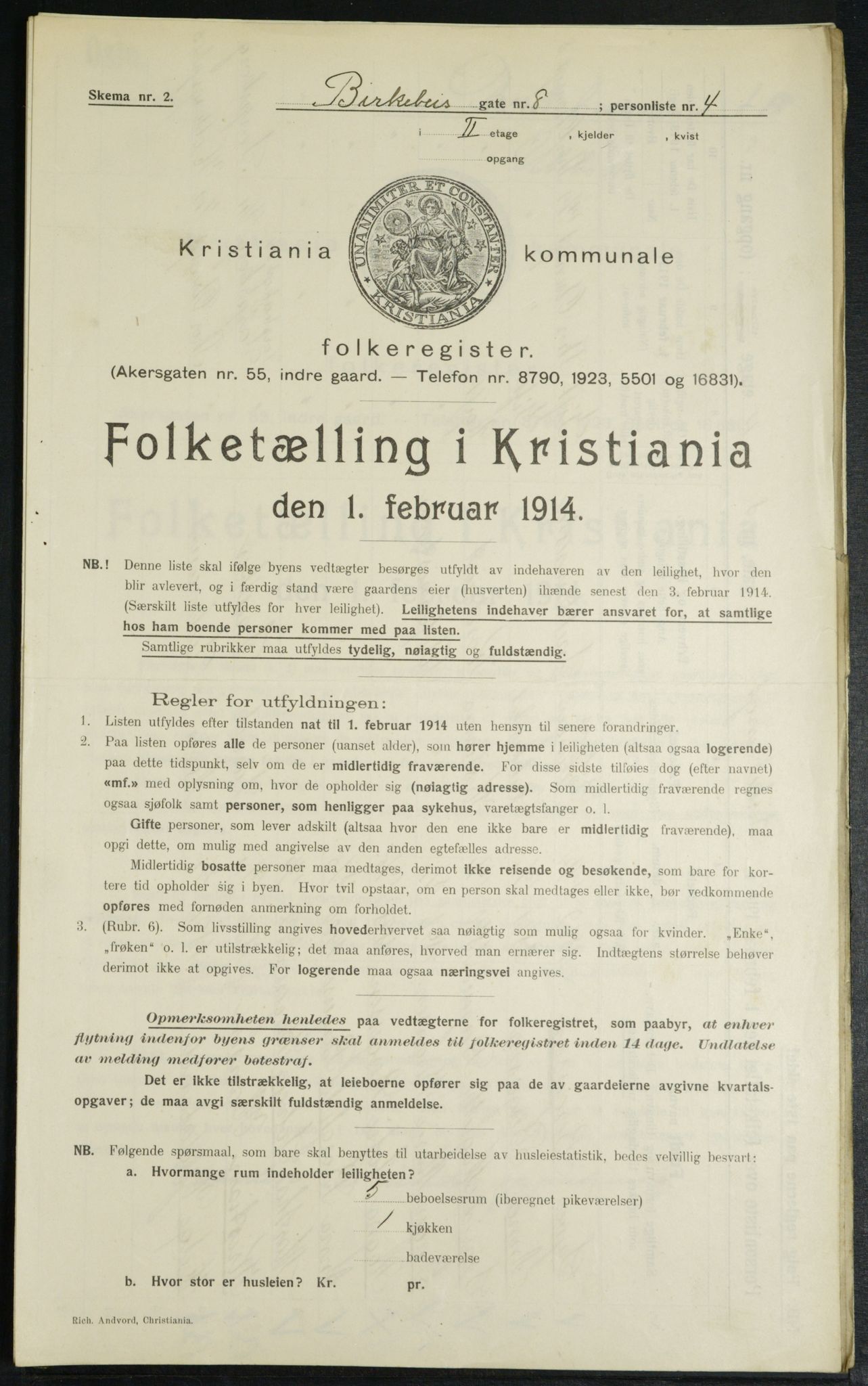 OBA, Kommunal folketelling 1.2.1914 for Kristiania, 1914, s. 4962