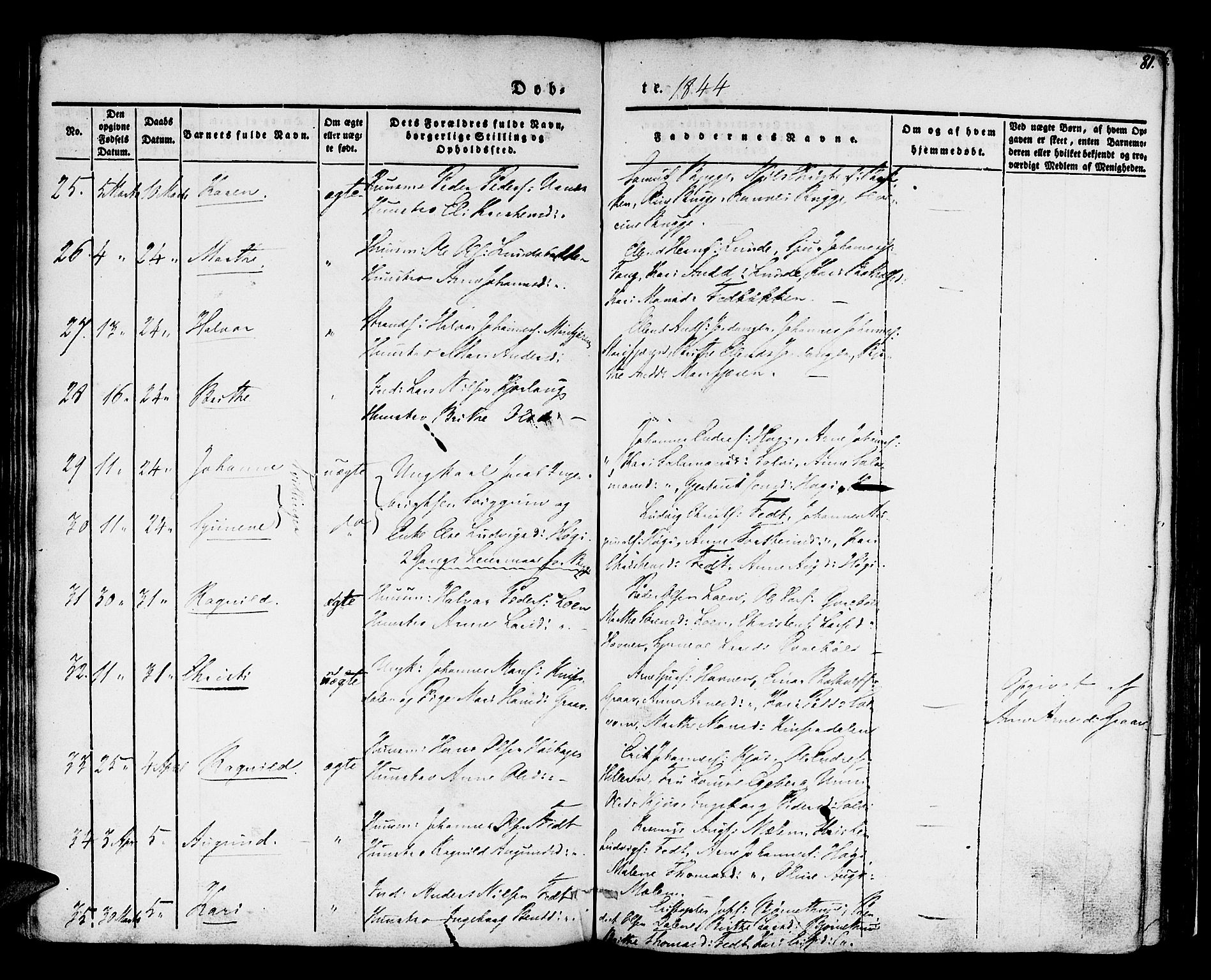 Hafslo sokneprestembete, AV/SAB-A-80301/H/Haa/Haaa/L0005: Ministerialbok nr. A 5, 1834-1852, s. 81